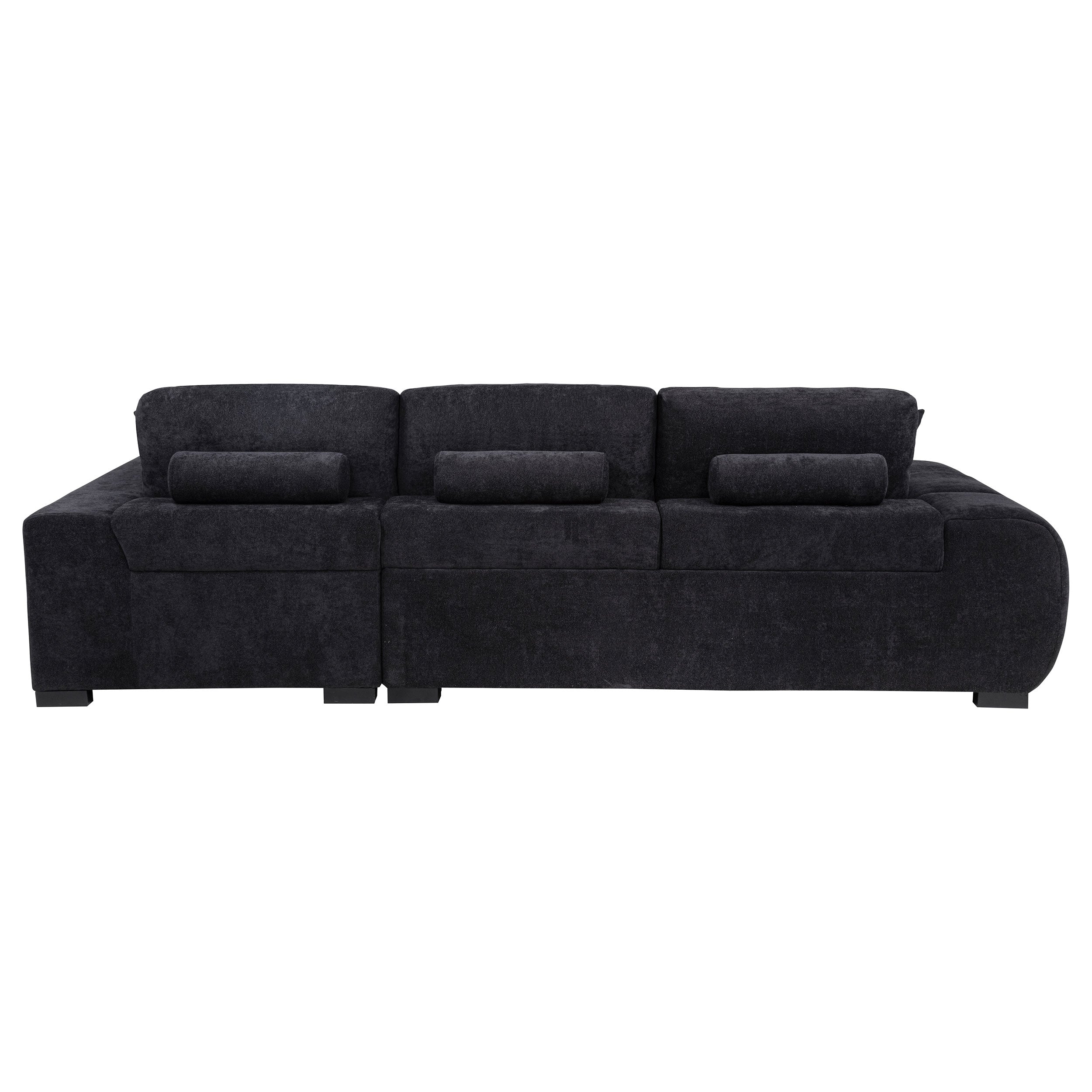 Octavia Fabric Upholstered Track Arm Sectional Sofa Black