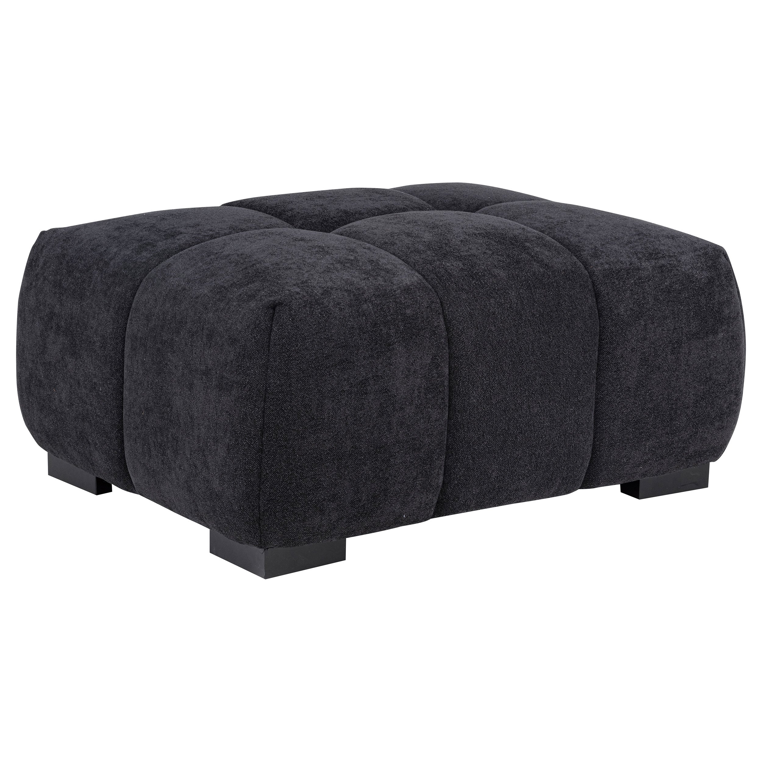 Octavia Fabric Rectangular Upholstered Ottoman Black