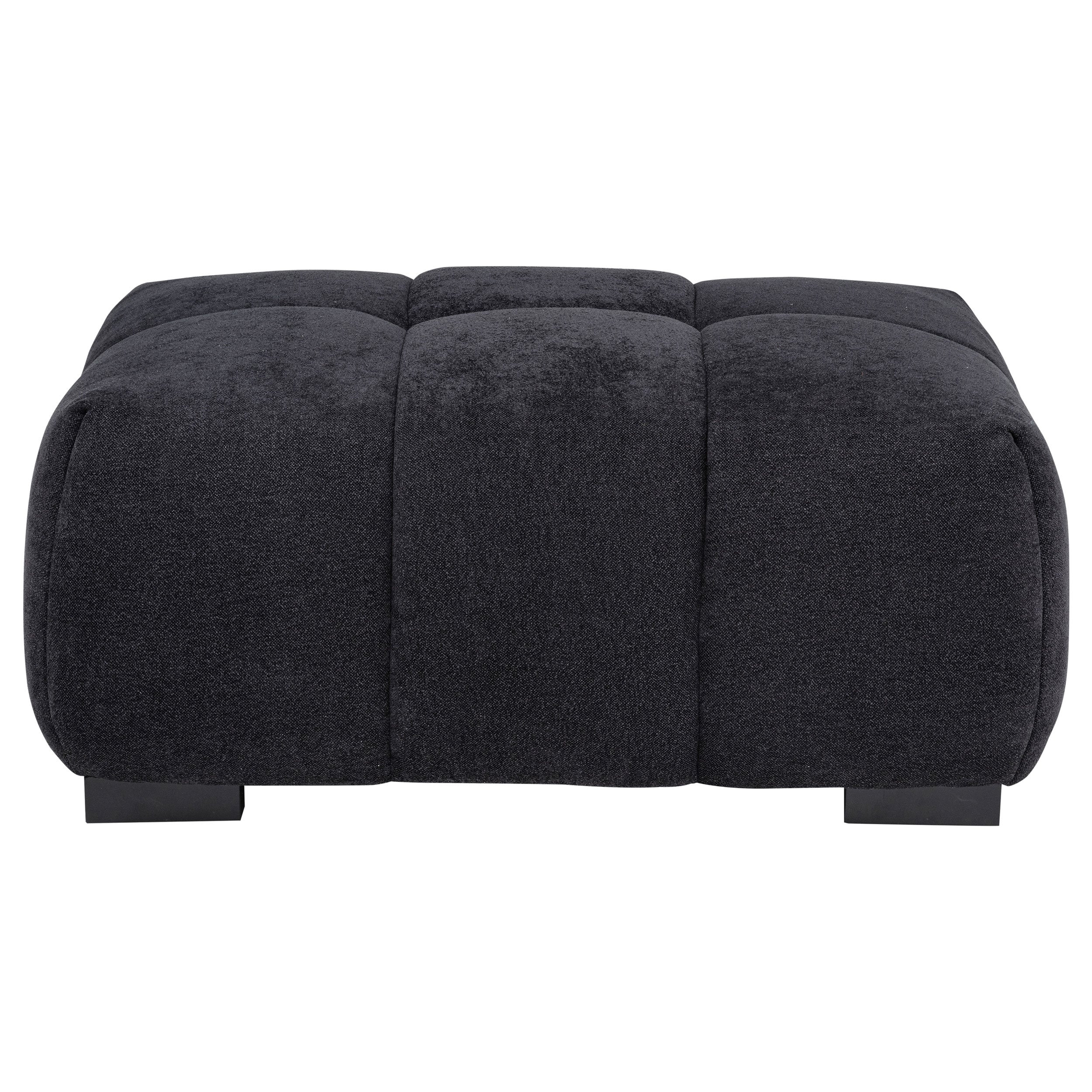Octavia Fabric Rectangular Upholstered Ottoman Black