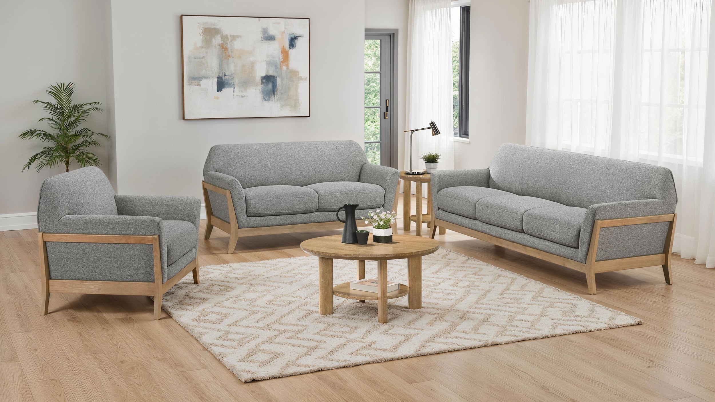Vaughn Fabric Upholstered Flared Arm Accent Chair Grey