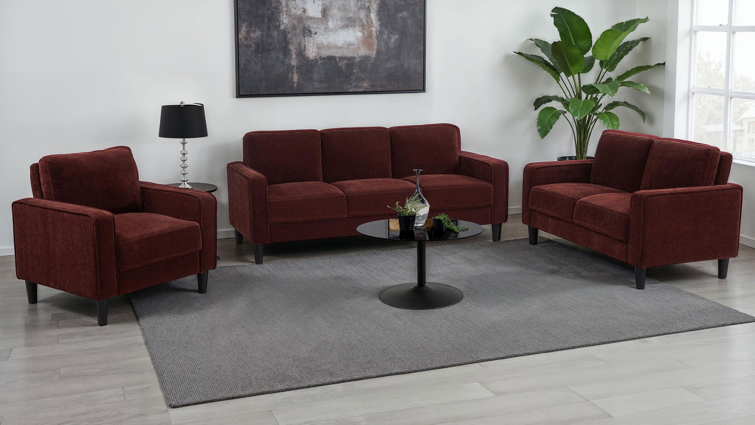 Ruth Upholstered Track Arm Sofa Set