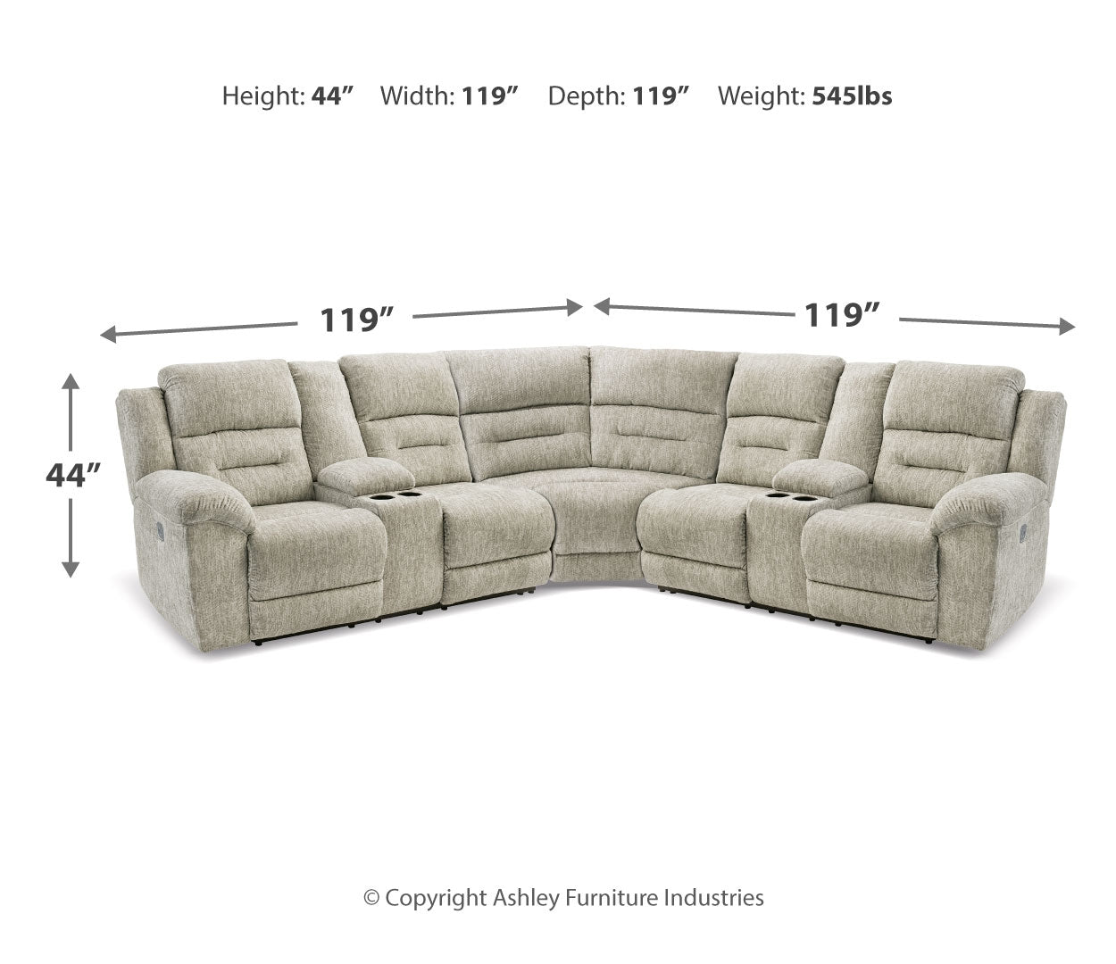 Family Den 3-Piece Power Reclining Sectional