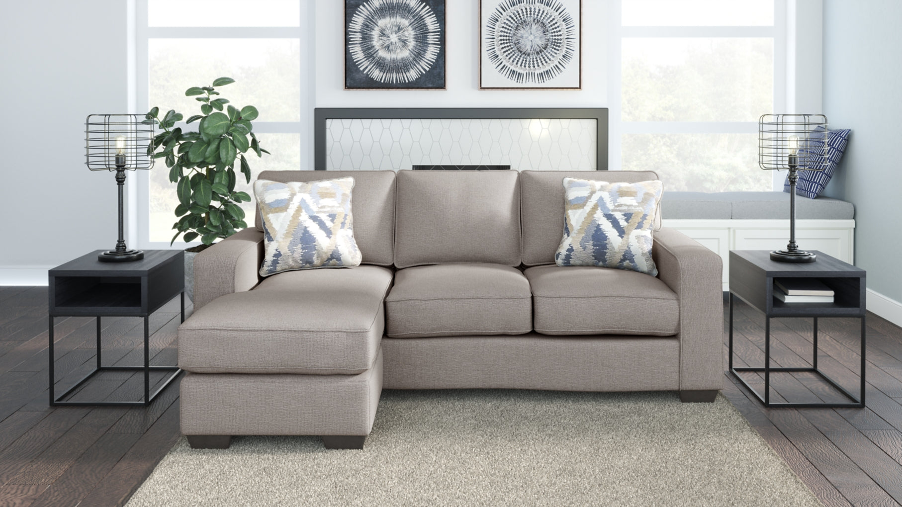 Greaves Sofa Chaise, Chair, and Ottoman