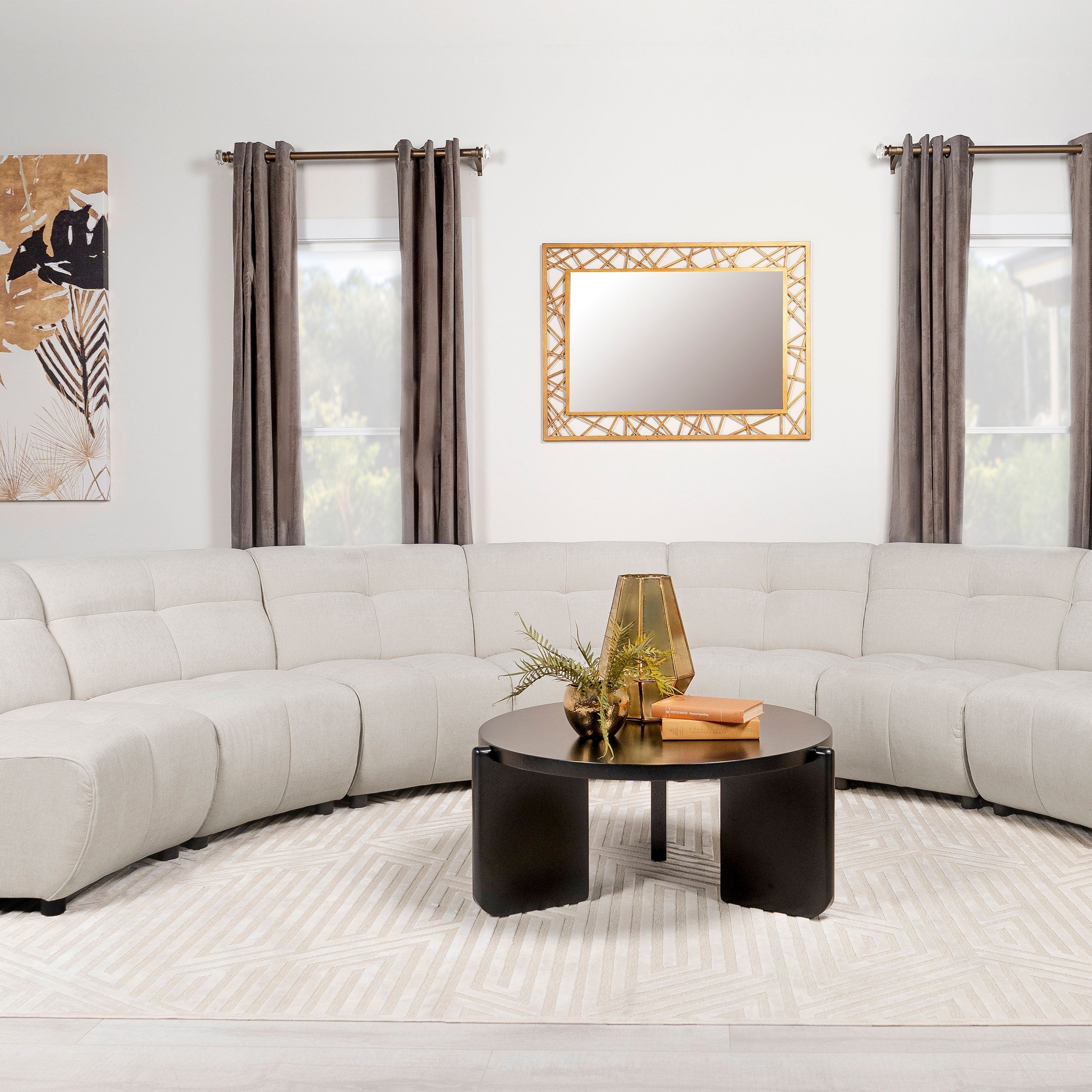 Charlotte  Upholstered Curved Modular Sectional Sofa Ivory