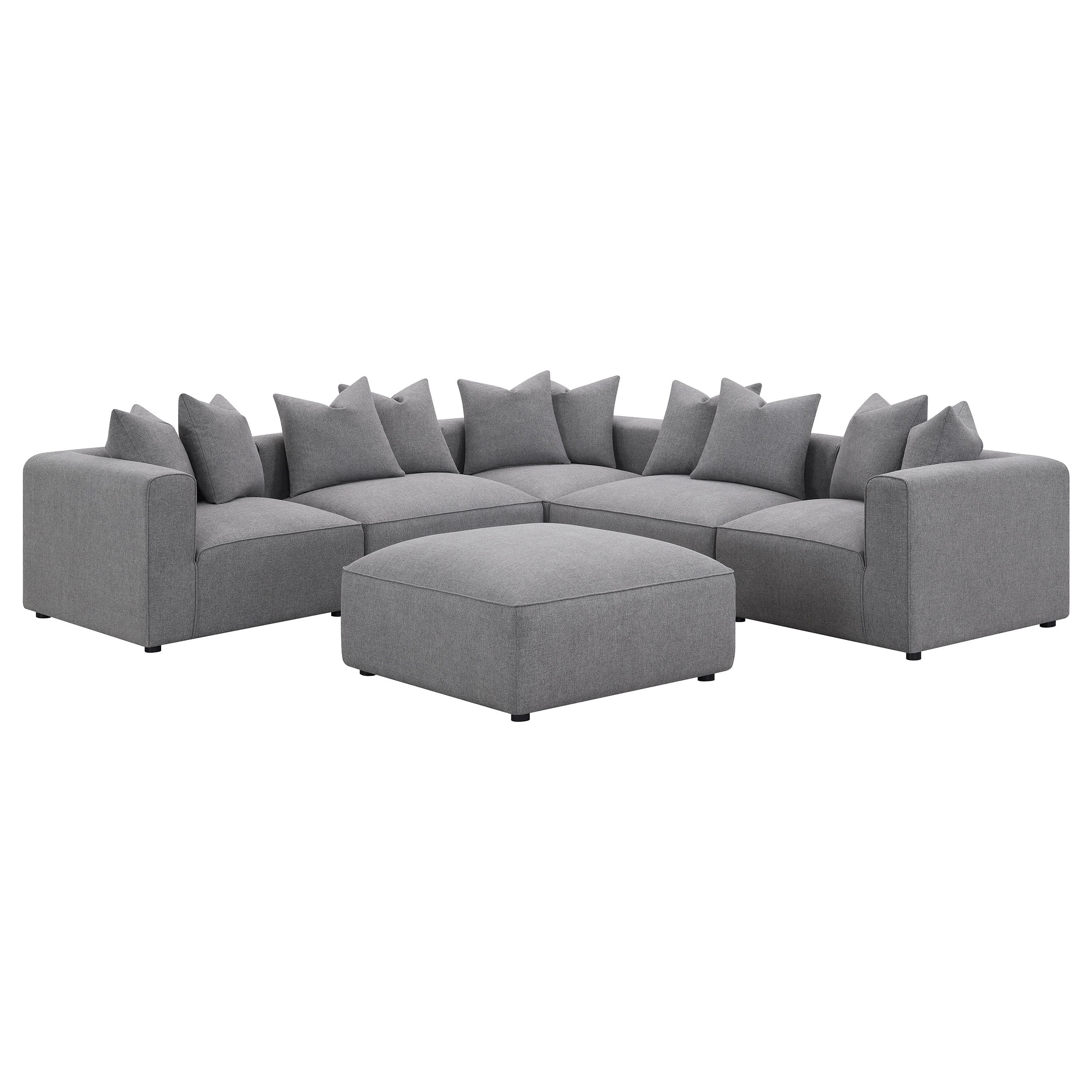 Jennifer Square Upholstered Ottoman Grey