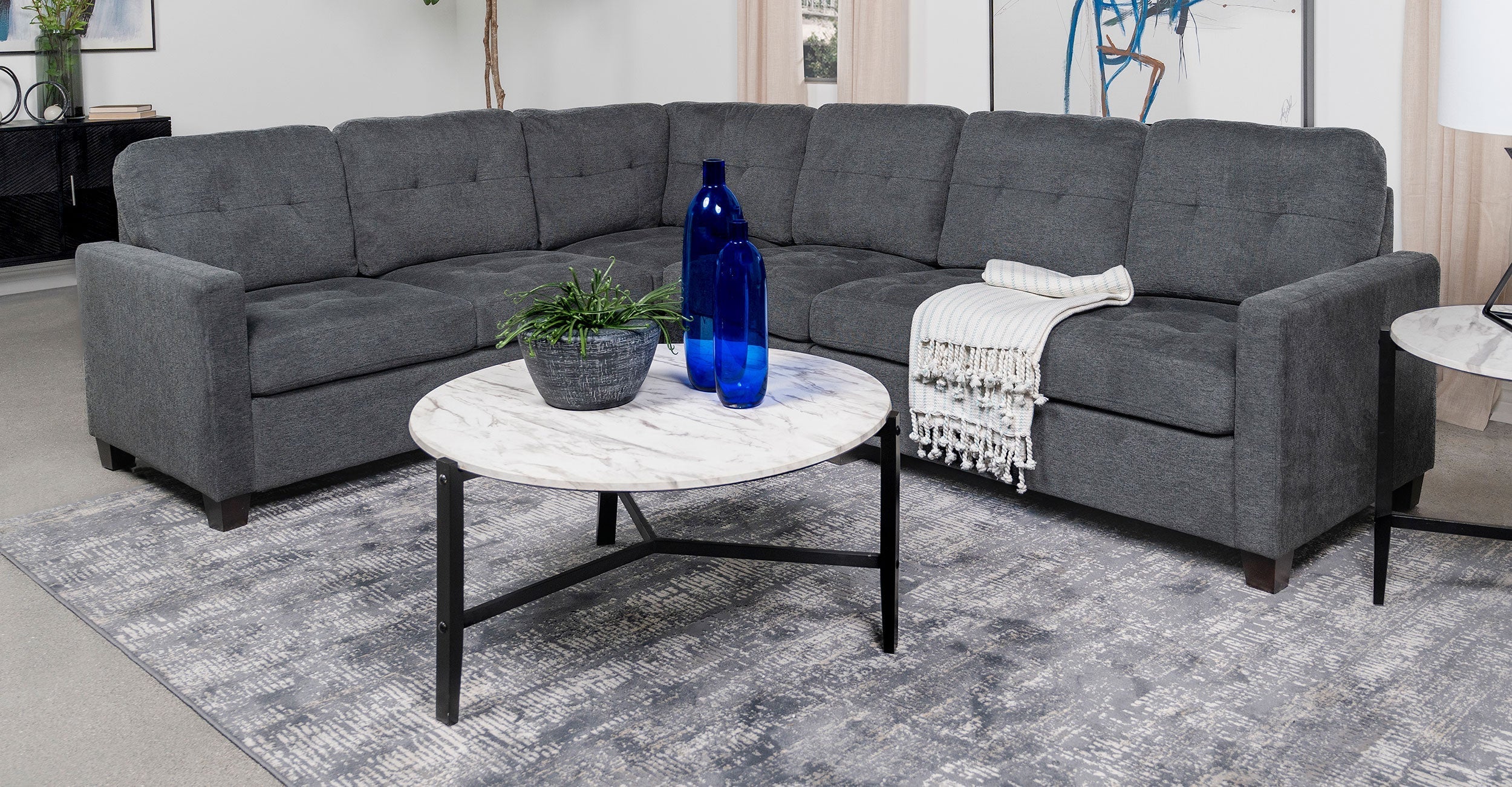 Georgina  Upholstered Modular Sectional Sofa Steel Grey