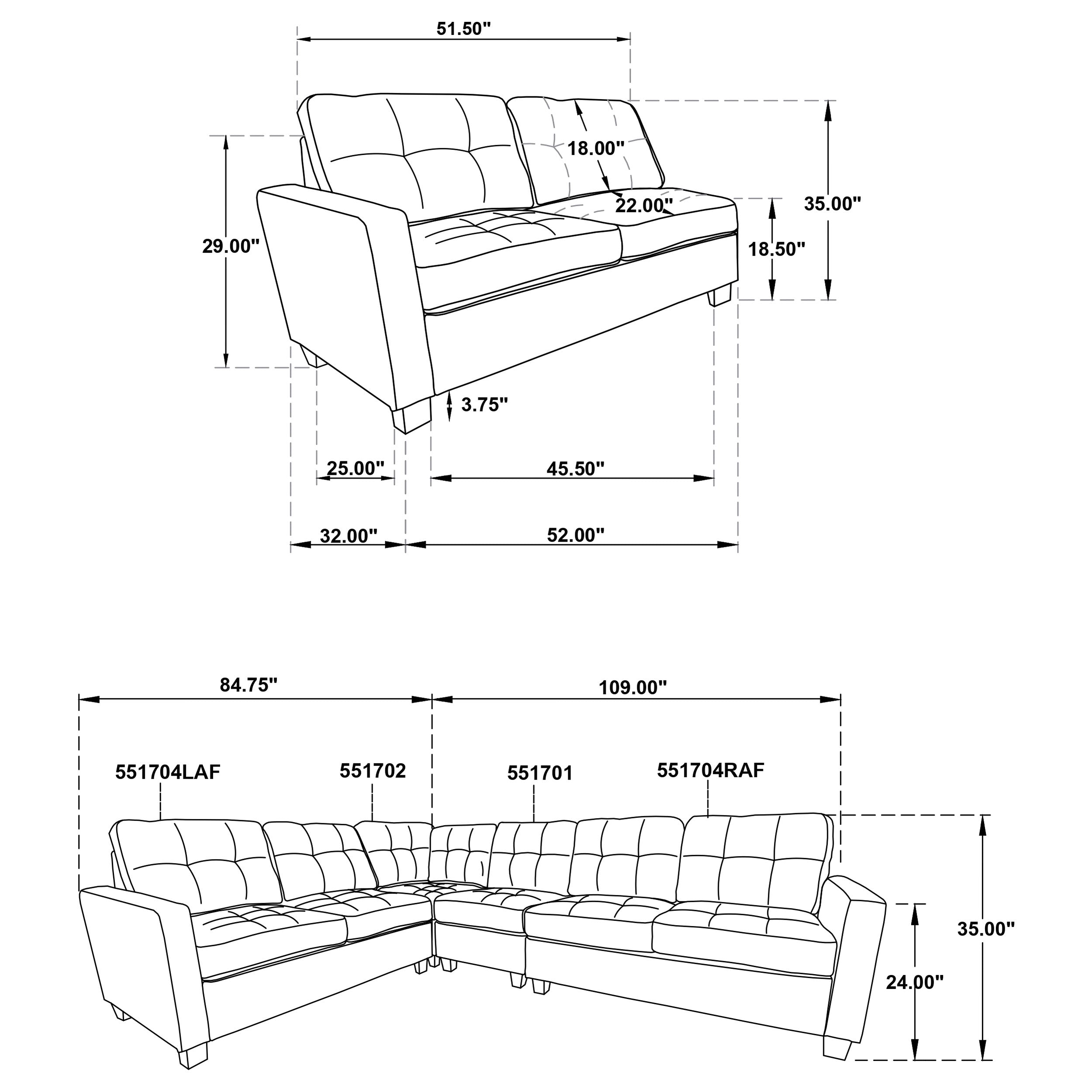 Georgina 3-piece Upholstered Sectional Sofa Steel Beige