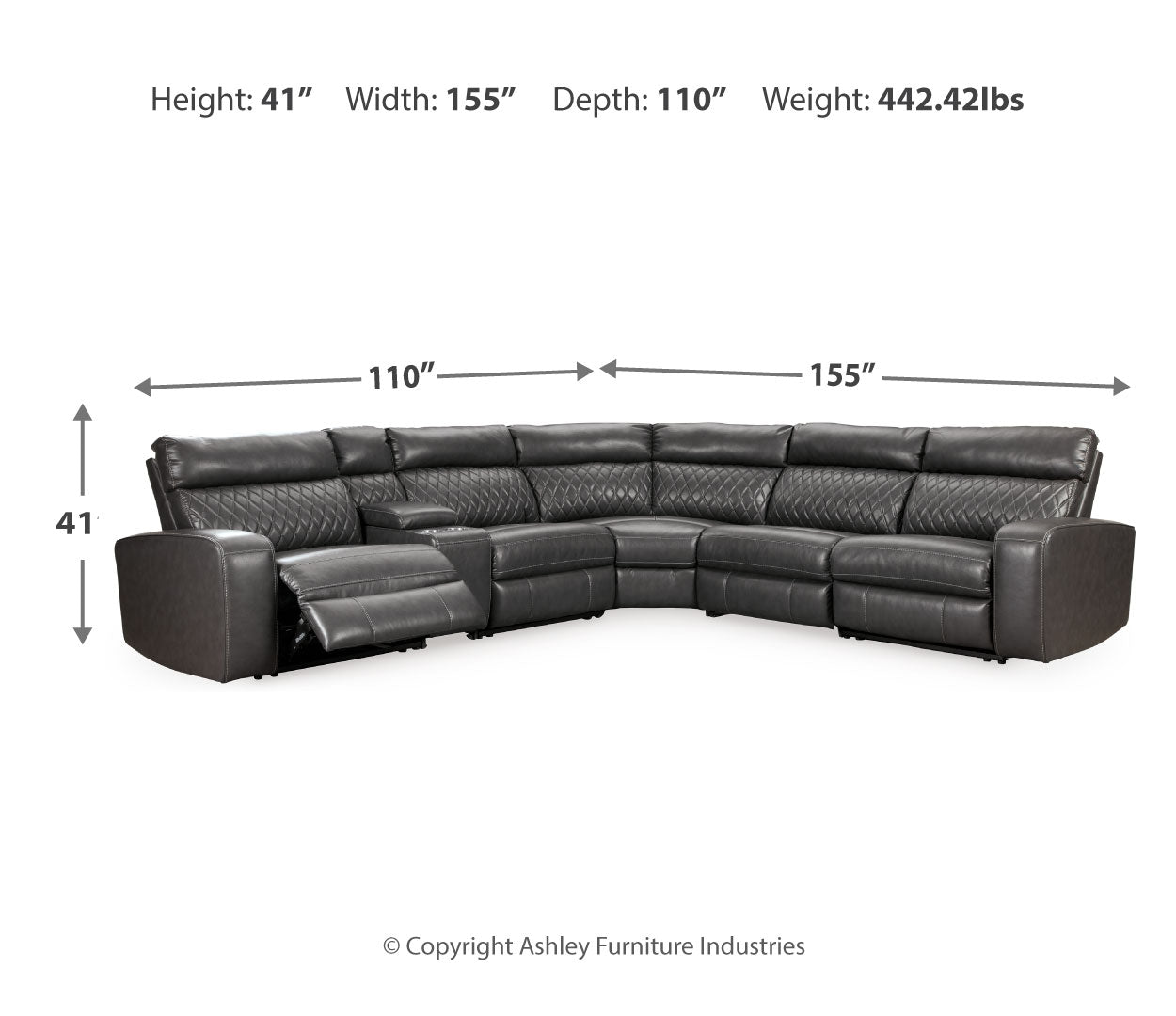 Samperstone 3-Piece Power Reclining Sectional Sofa