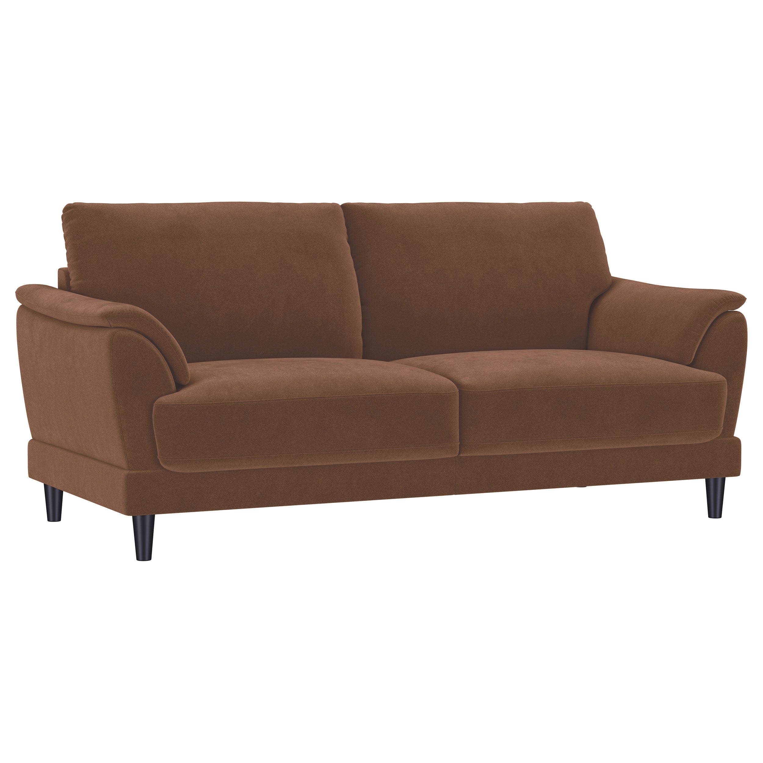 Selma Velvet Upholstered Crescent Arm Sofa Rust
