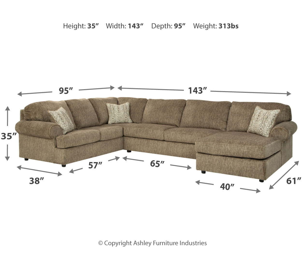 Hoylake 3-Piece Sectional with Chaise