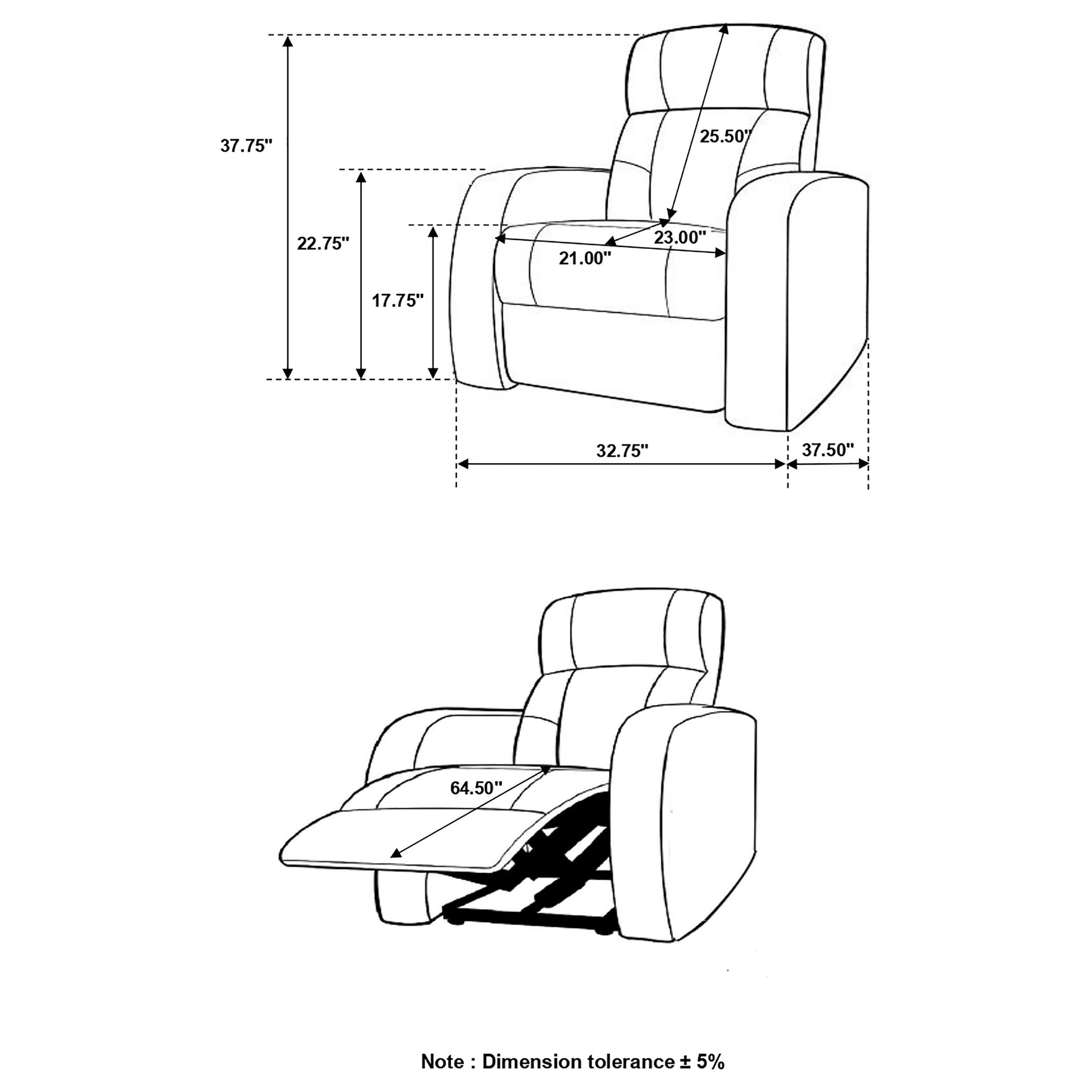 Cyrus Home Theater Upholstered Recliner Black