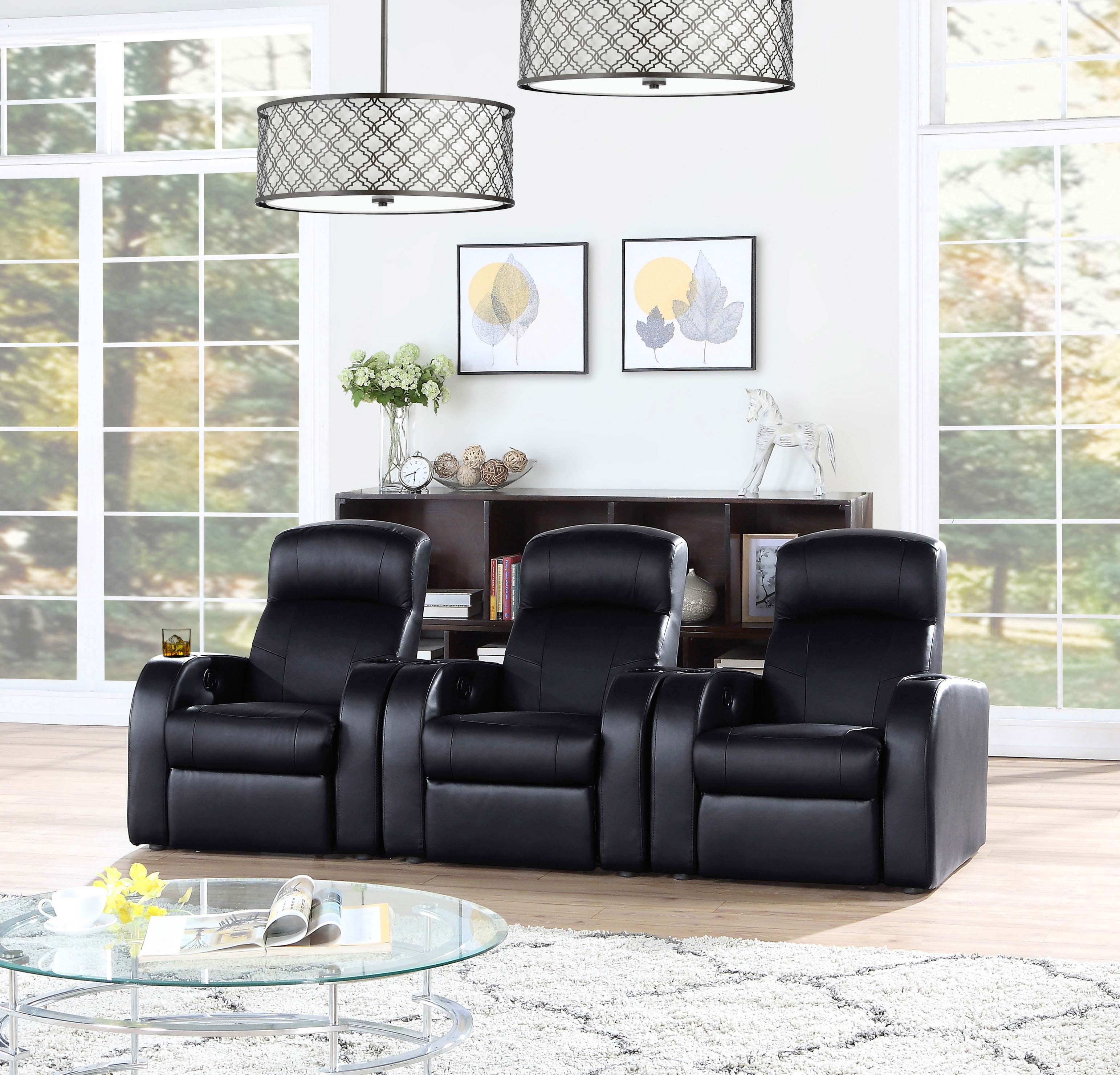 Cyrus Home Theater Upholstered Recliner Black