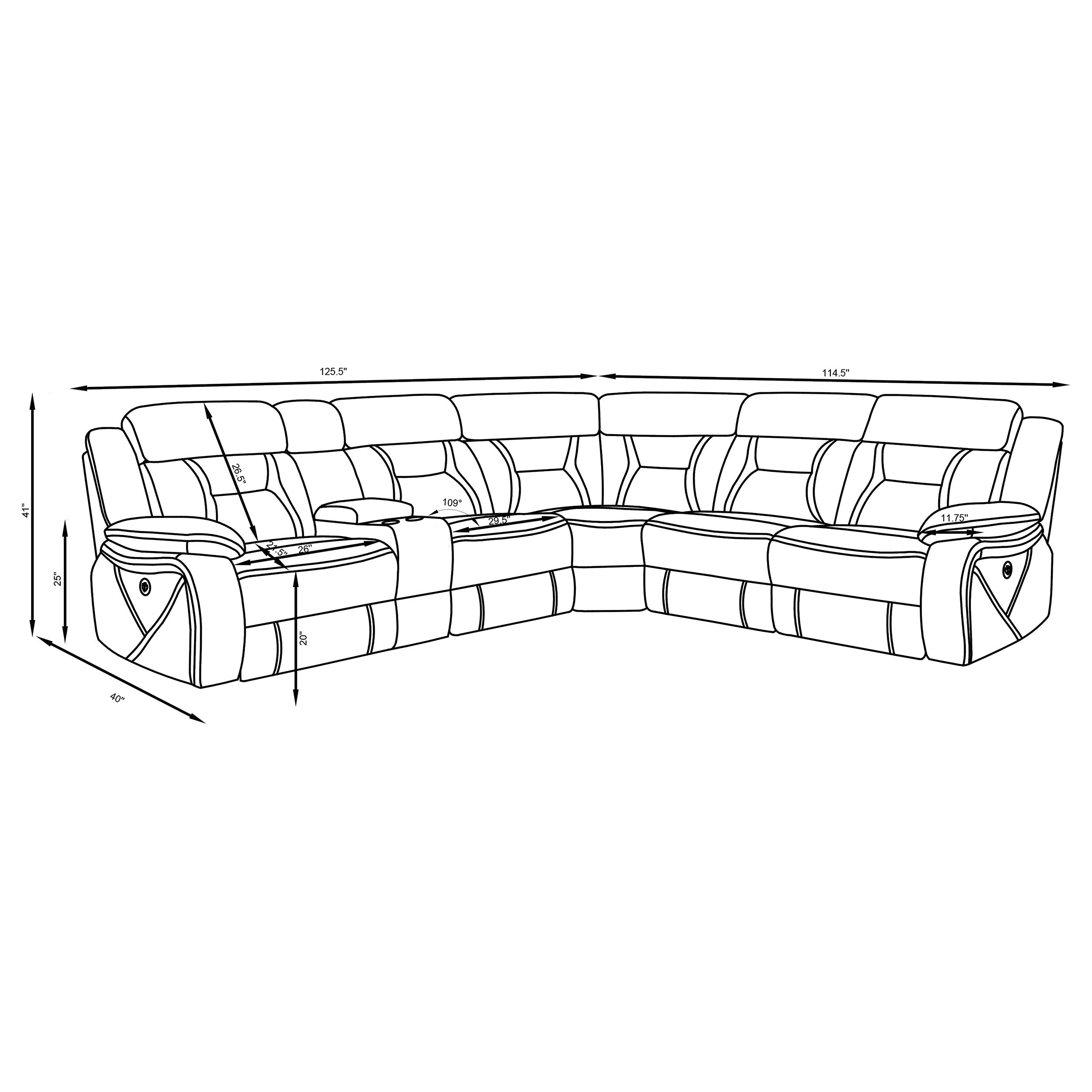 Higgins  Upholstered Power Sectional Grey