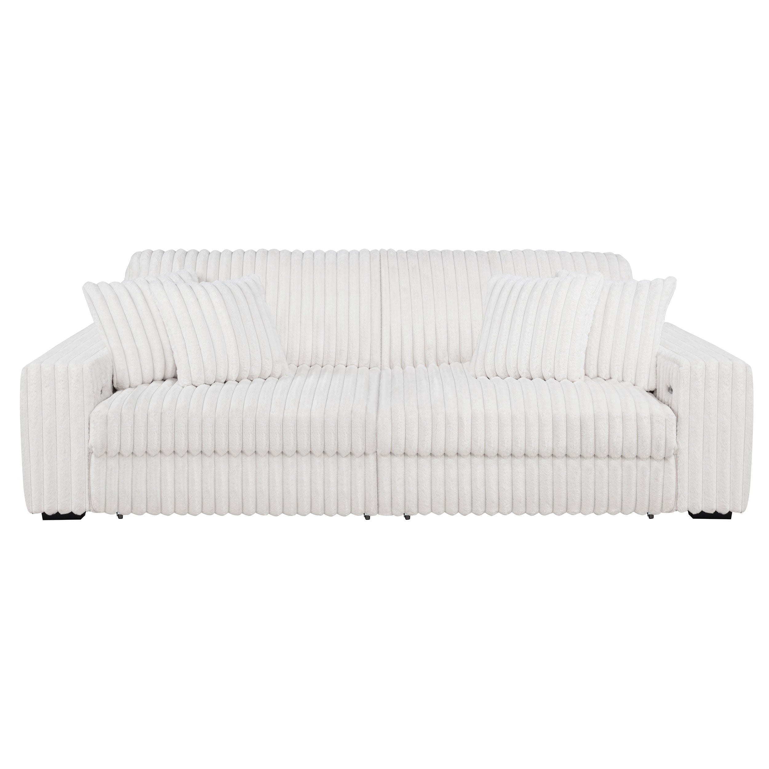 Jacana Corduroy Upholstered Dual Power Chaise Sofa Ivory