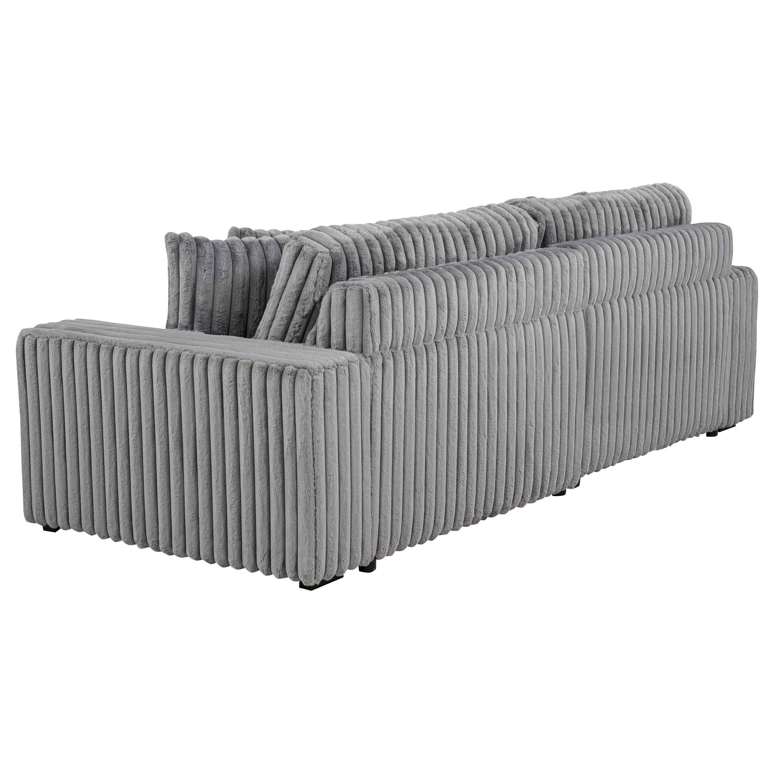 Jacana Corduroy Upholstered Dual Power Chaise Sofa Grey