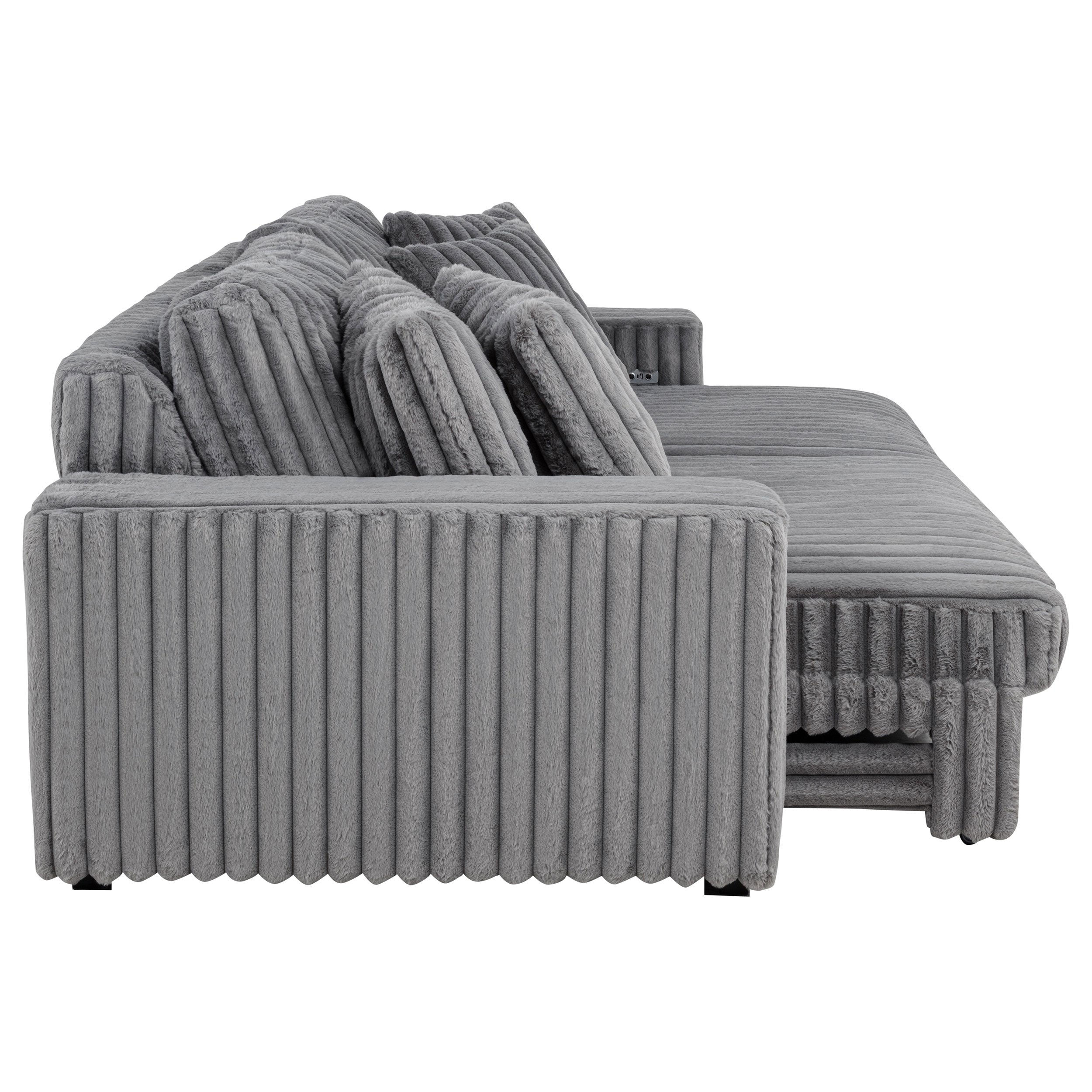 Jacana Corduroy Upholstered Dual Power Chaise Sofa