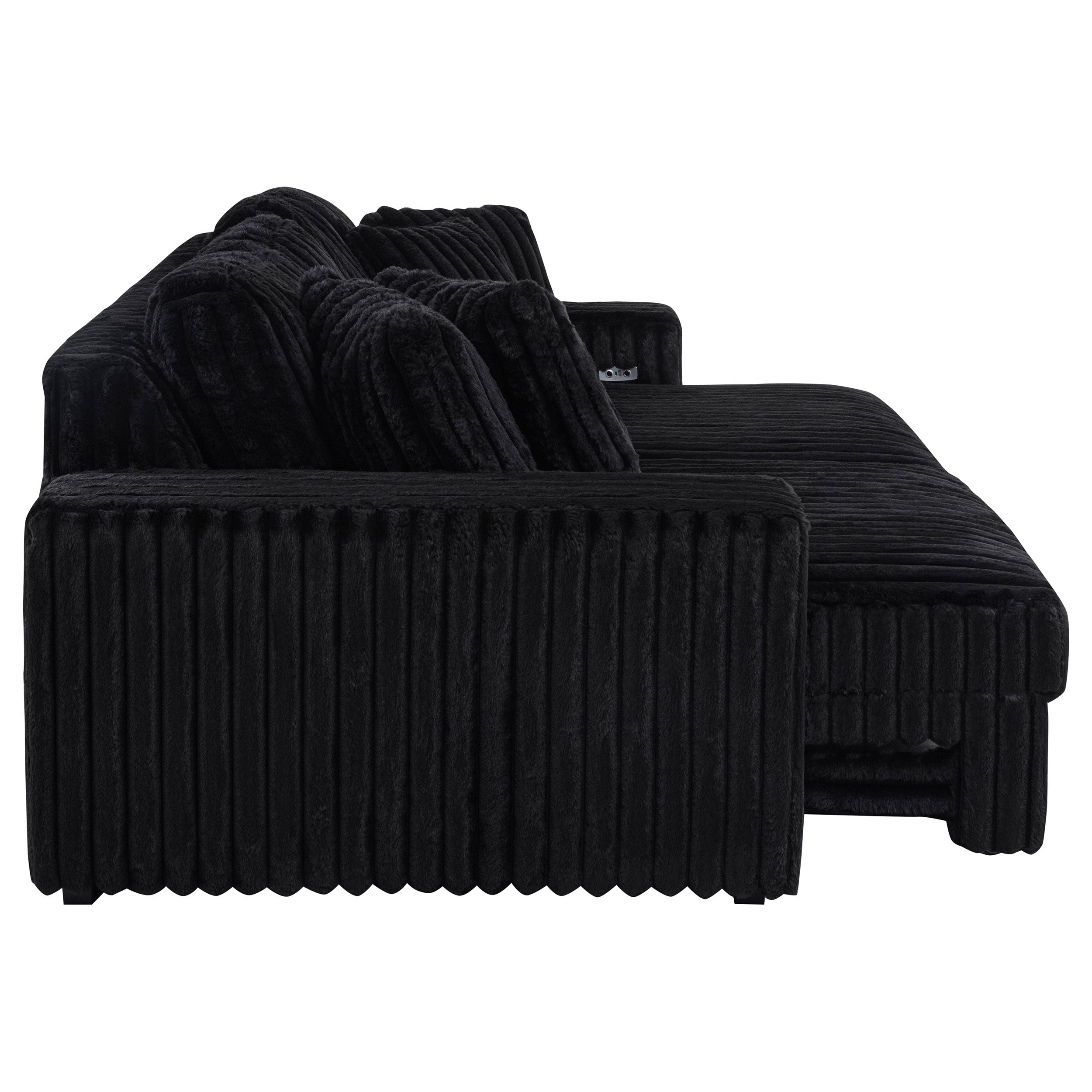 Jacana Corduroy Upholstered Dual Power Chaise Sofa