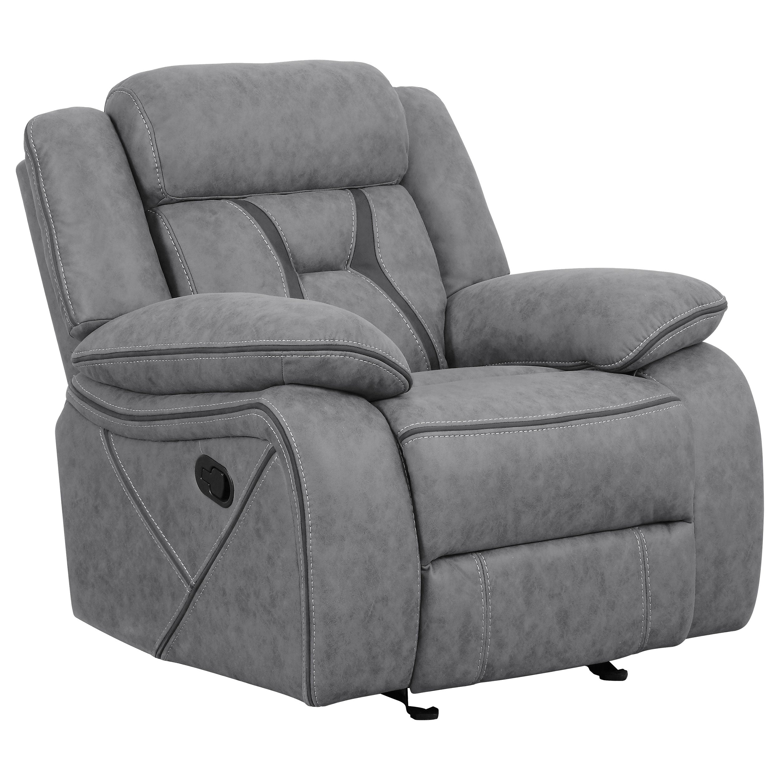 Higgins Overstuffed Upholstered Glider Recliner Grey