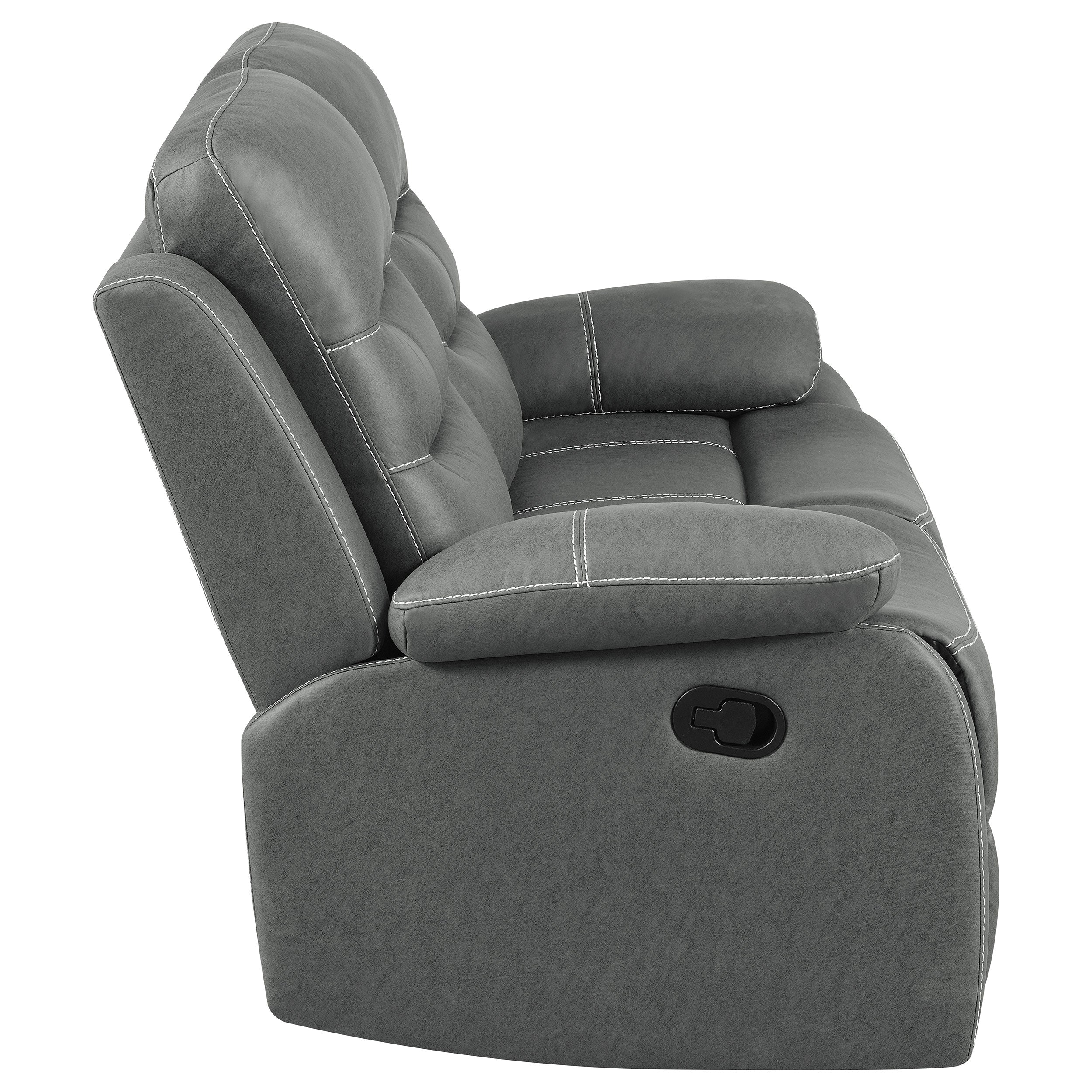 Nova 2-piece Upholstered Motion Reclining Sofa Set Dark Grey