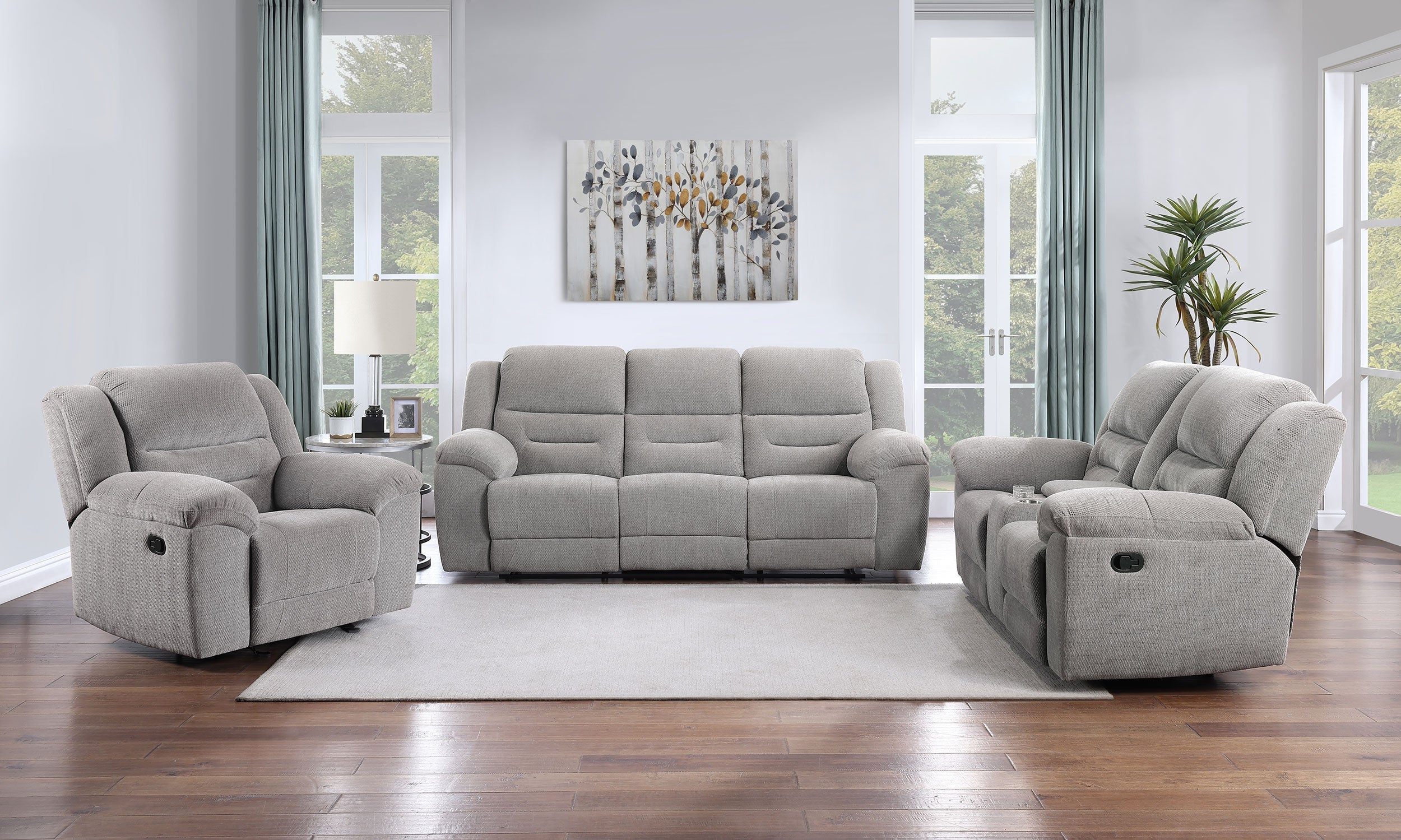 Gilson 2-piece Chenille Upholstered Sofa Set Grey