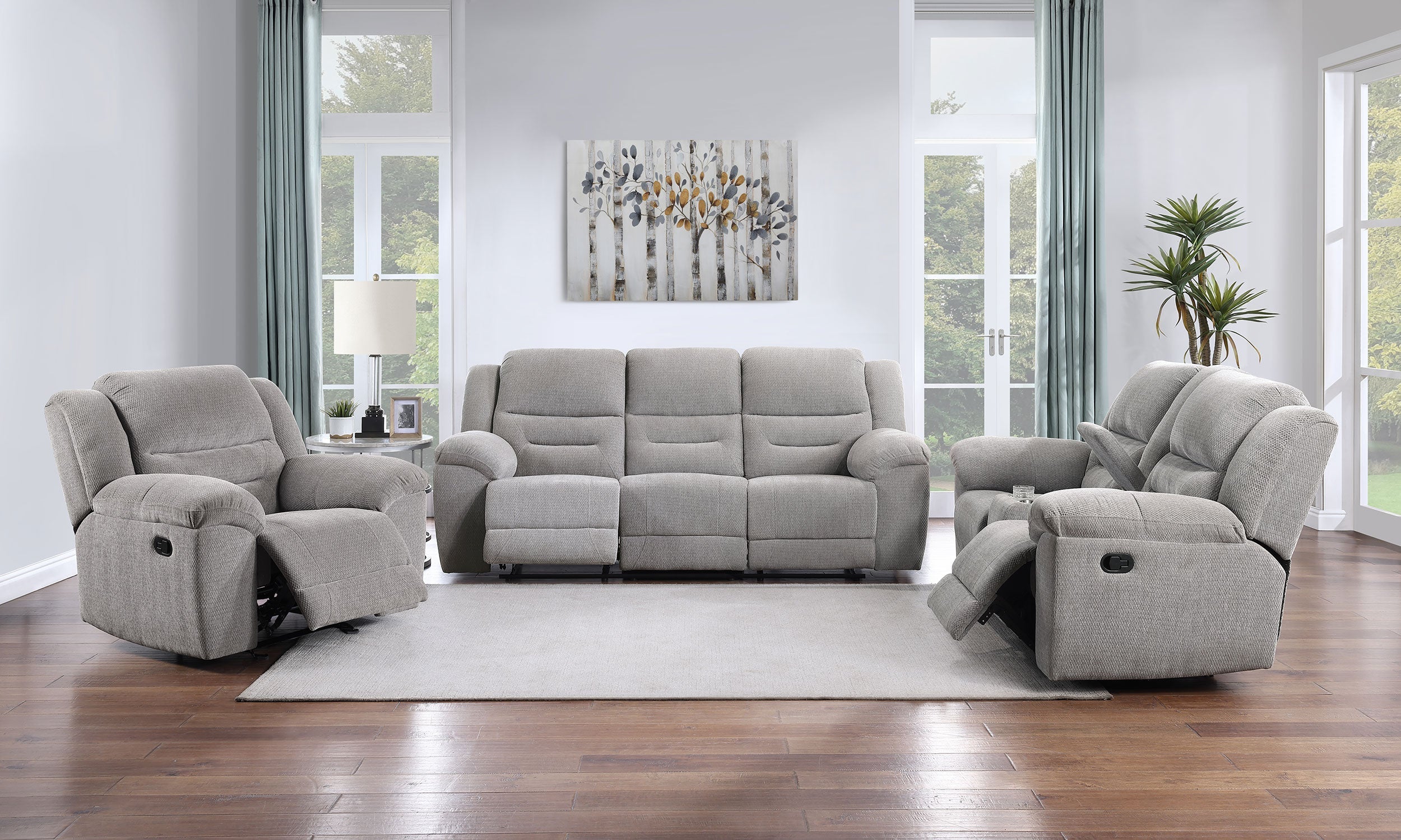 Gilson 2-piece Chenille Upholstered Sofa Set Grey