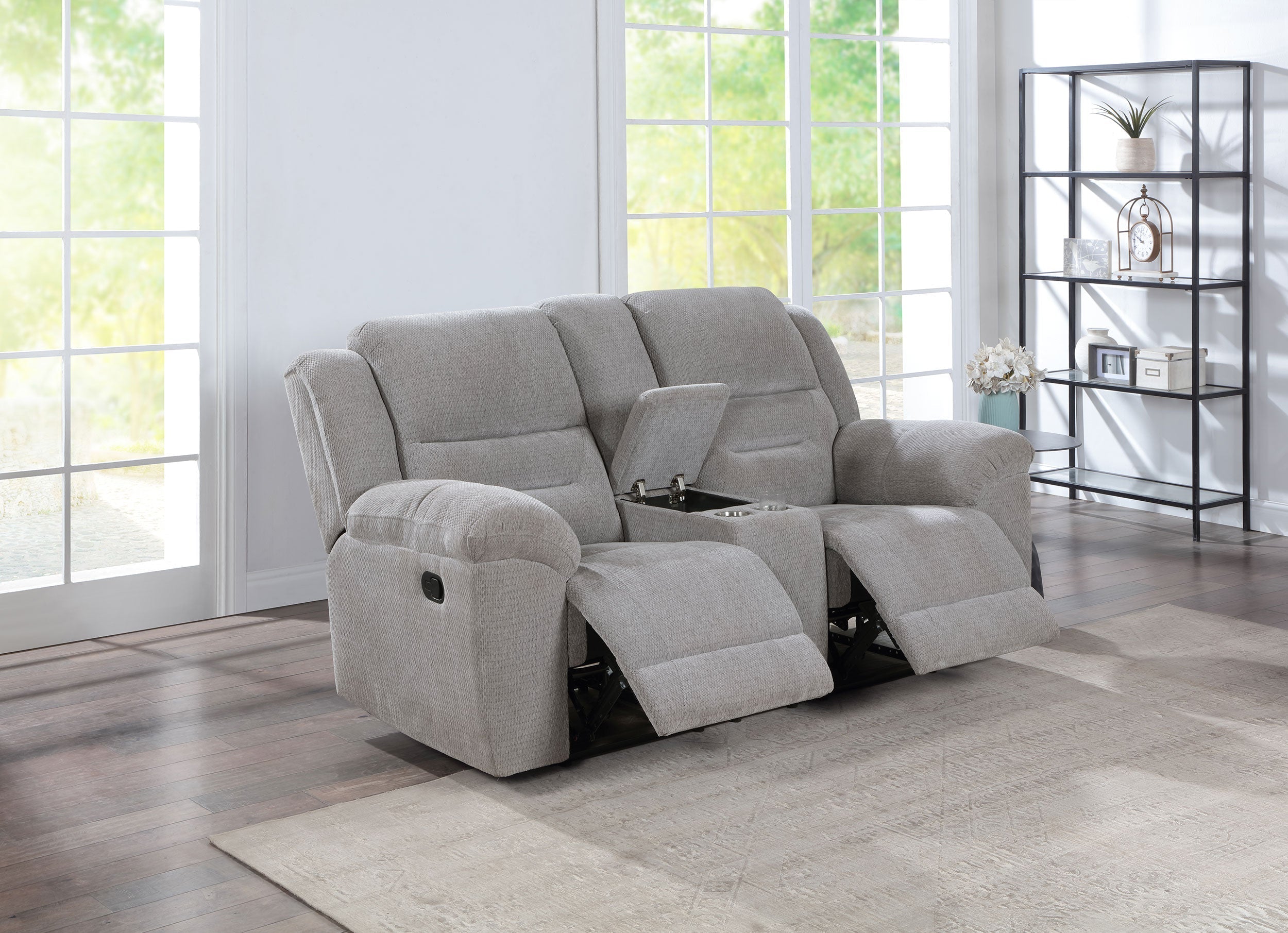 Gilson Chenille Upholstered Reclining Loveseat Grey