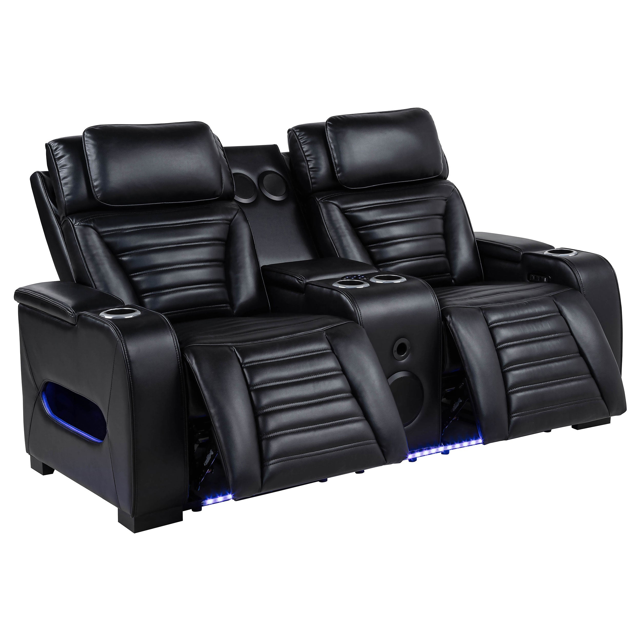 Zuma Faux Leather Dual Power LED Sofa Set