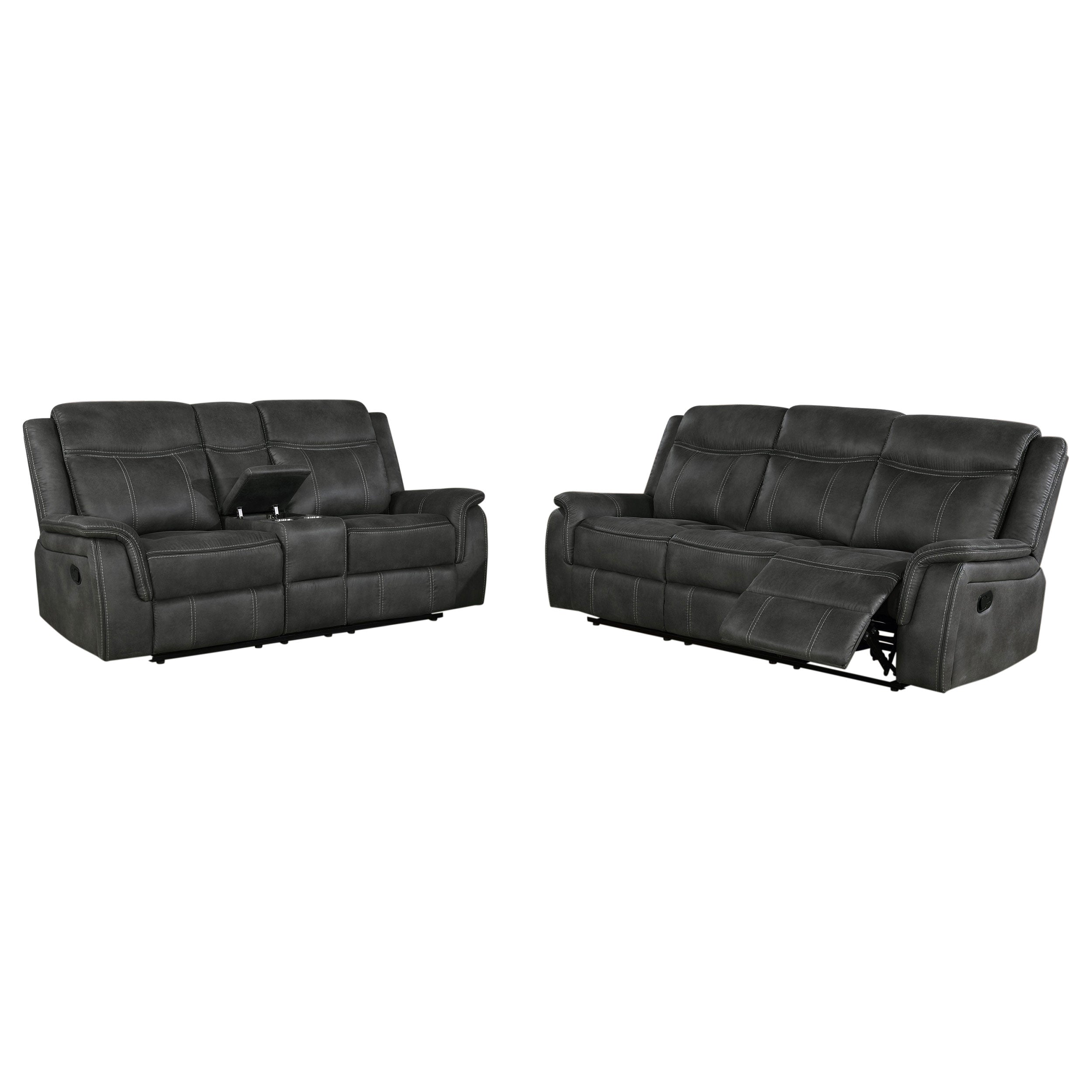 Lawrence Upholstered Reclining Sofa Set Charcoal