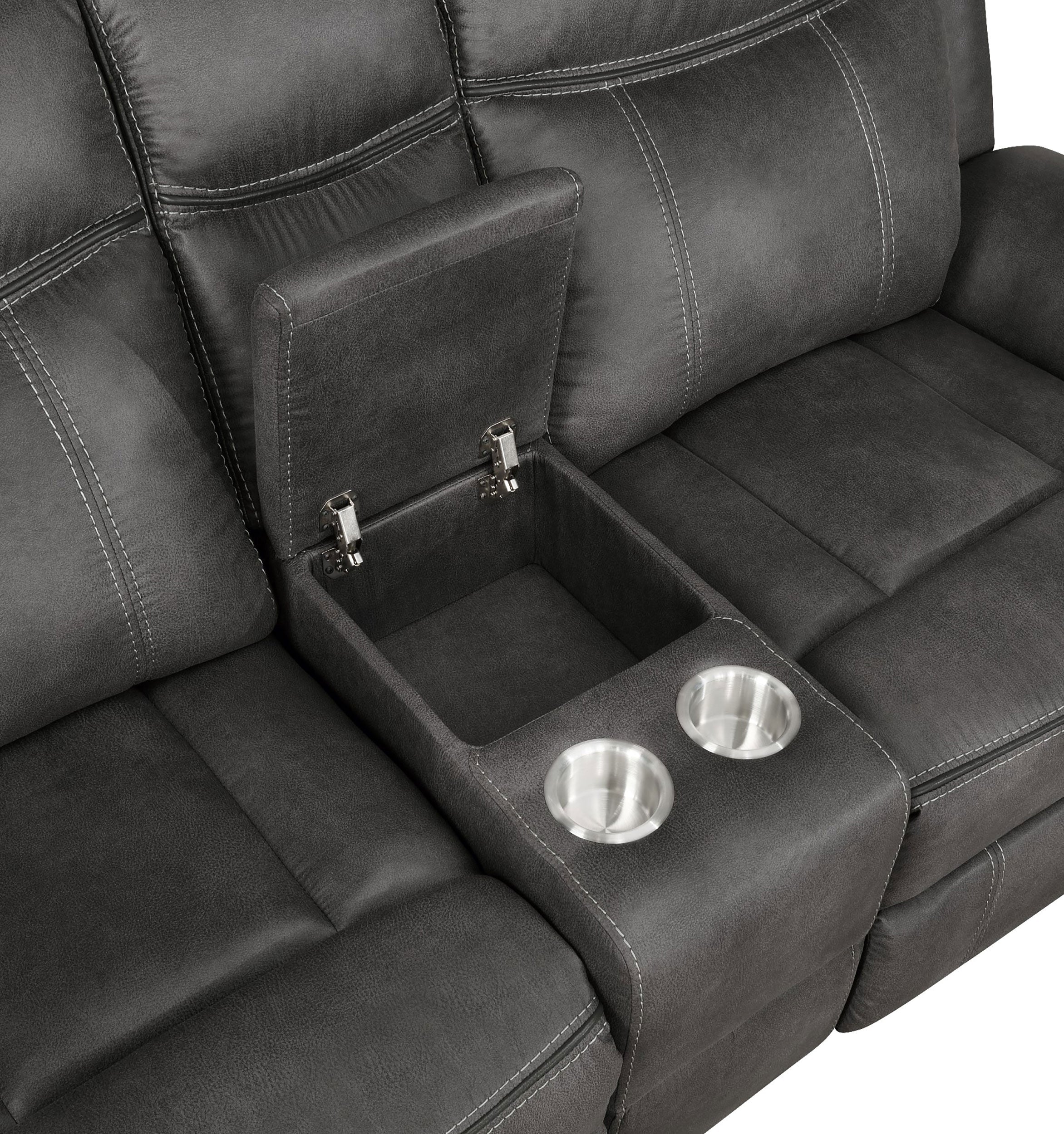 Lawrence Upholstered Reclining Sofa Set Charcoal