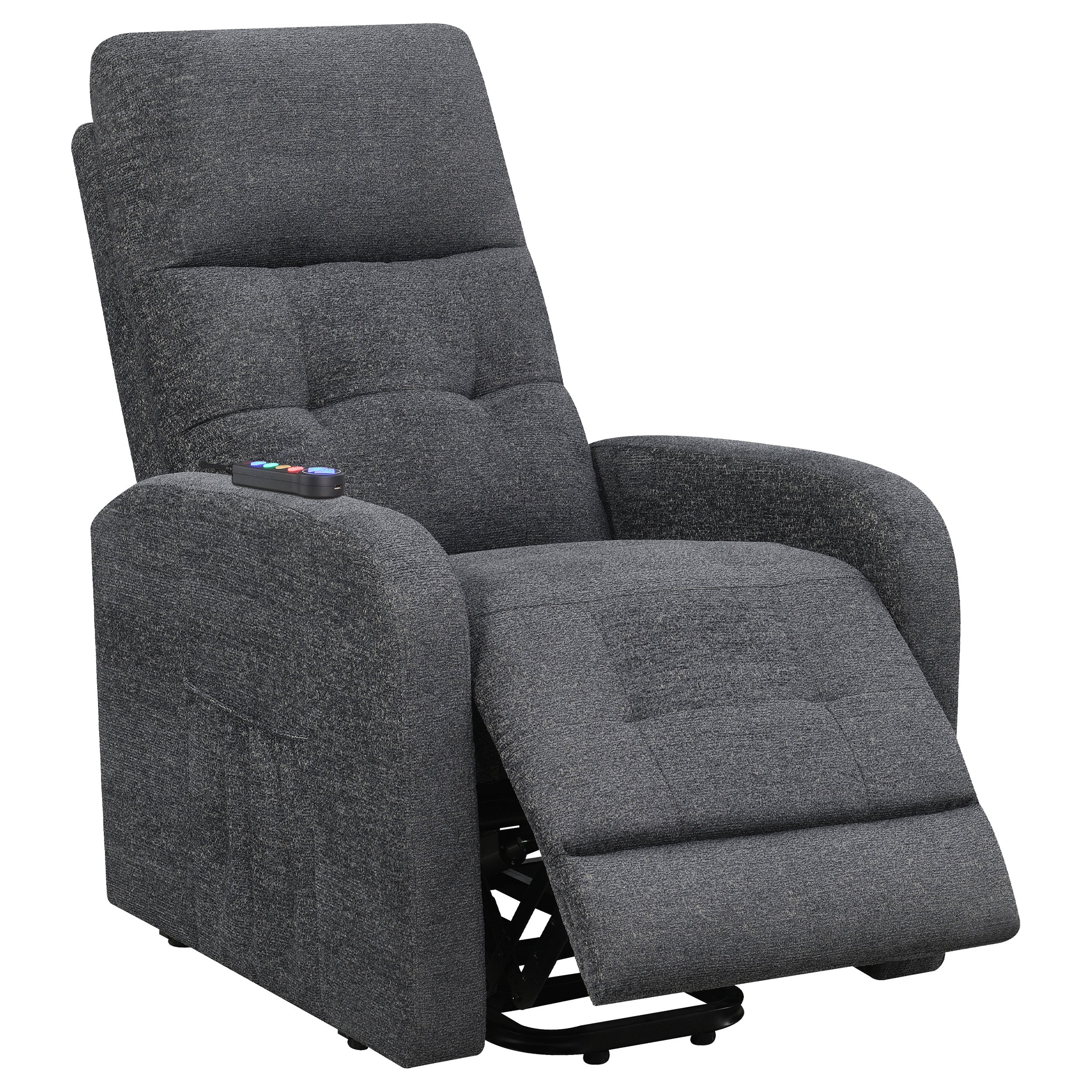 Howie Tufted Upholstered Power Lift Recliner Charcoal