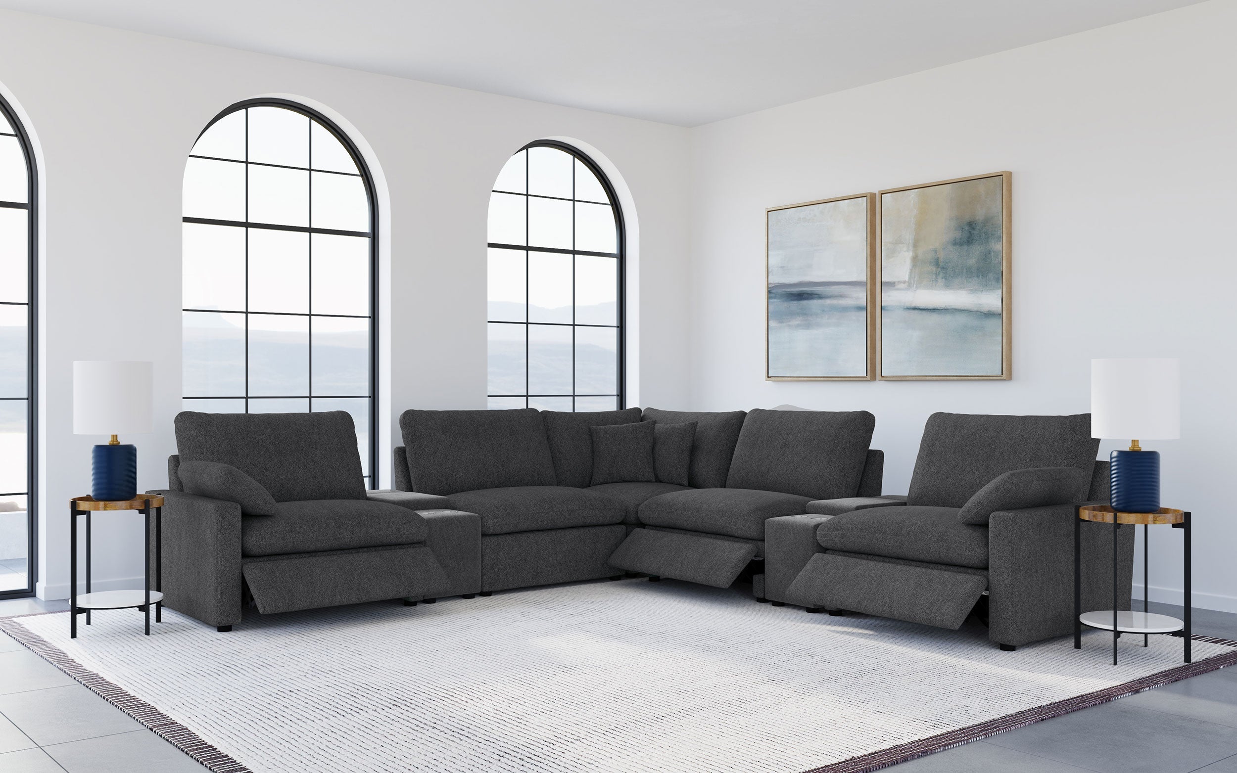 Collins  Modular Power Reclining Sectional Dark Grey