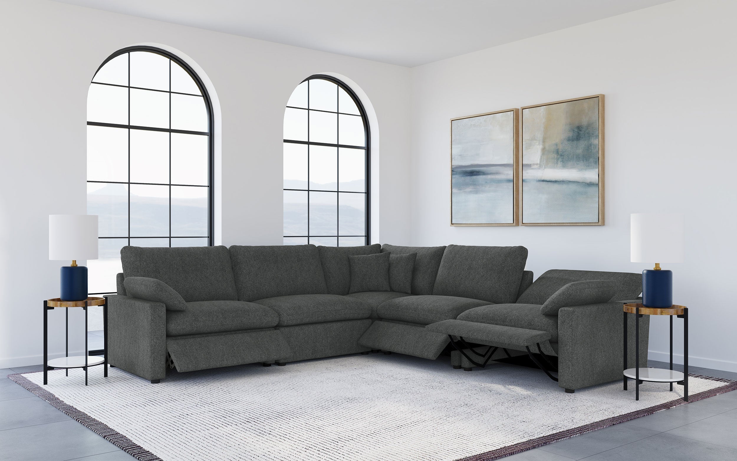 Collins 5-piece Modular Power Reclining Sectional Dark Grey