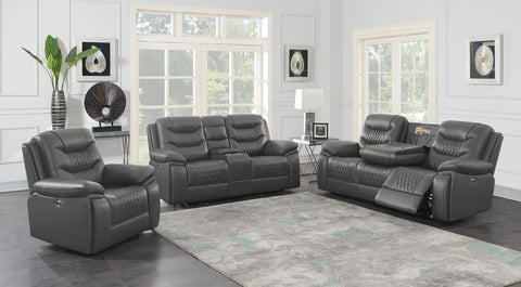 Flamenco 3-piece Tufted Upholstered Power Living Room Set Charcoal image