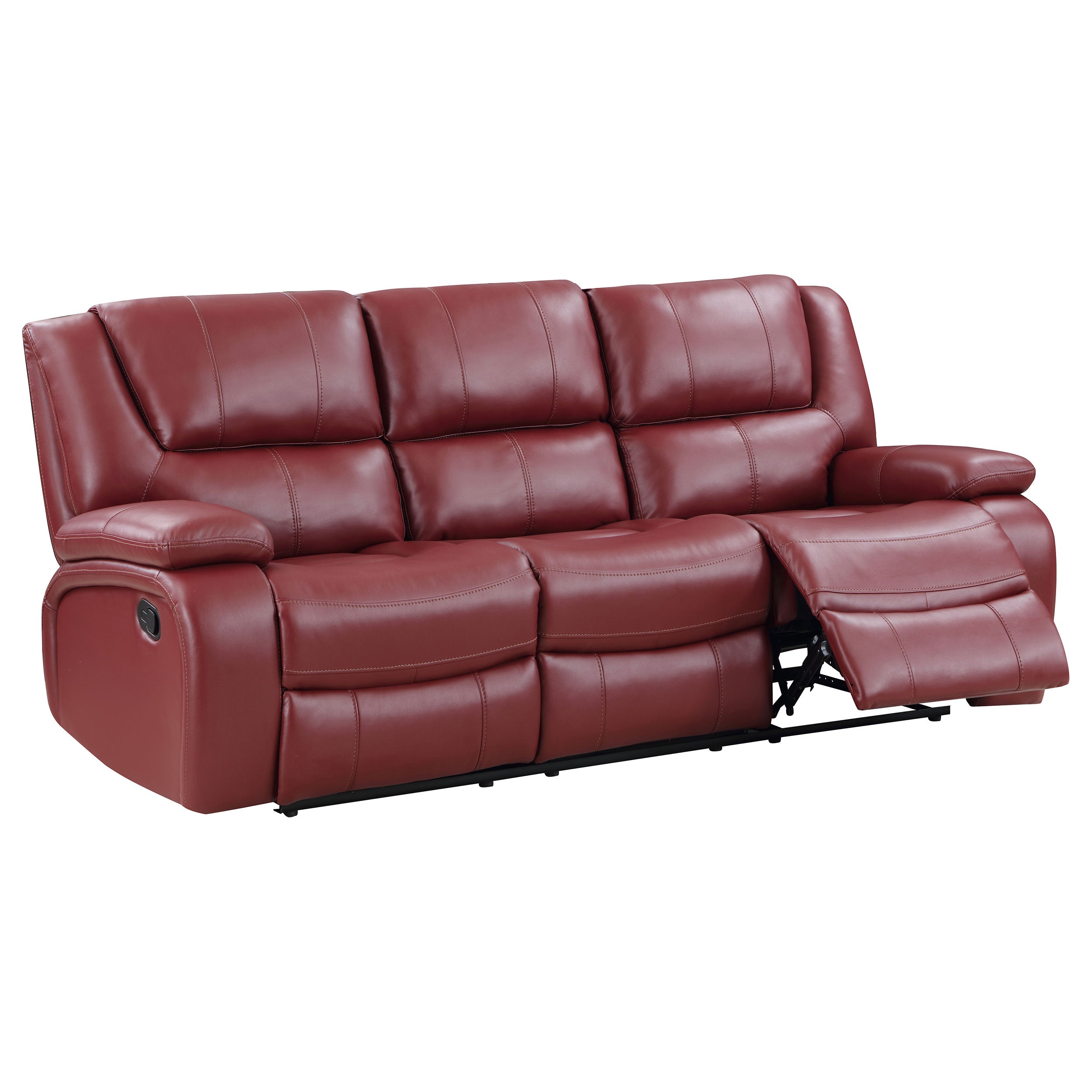 Camila 2-piece Upholstered Reclining Sofa Set Red Faux Leather