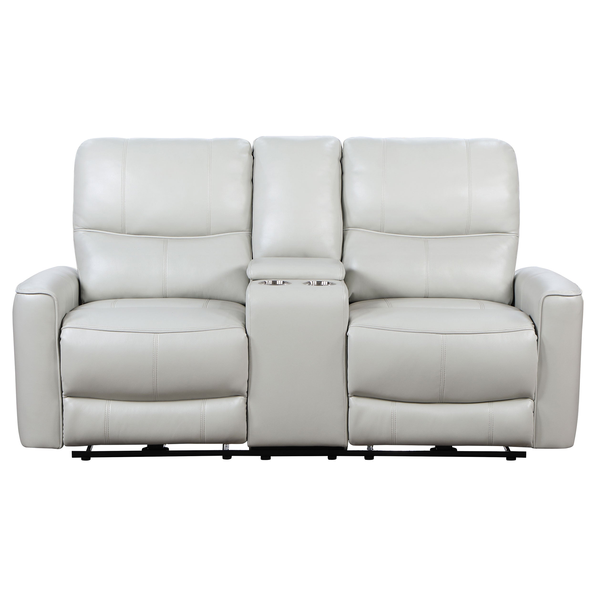 Greenfield Upholstered Power Reclining Loveseat with Console Ivory