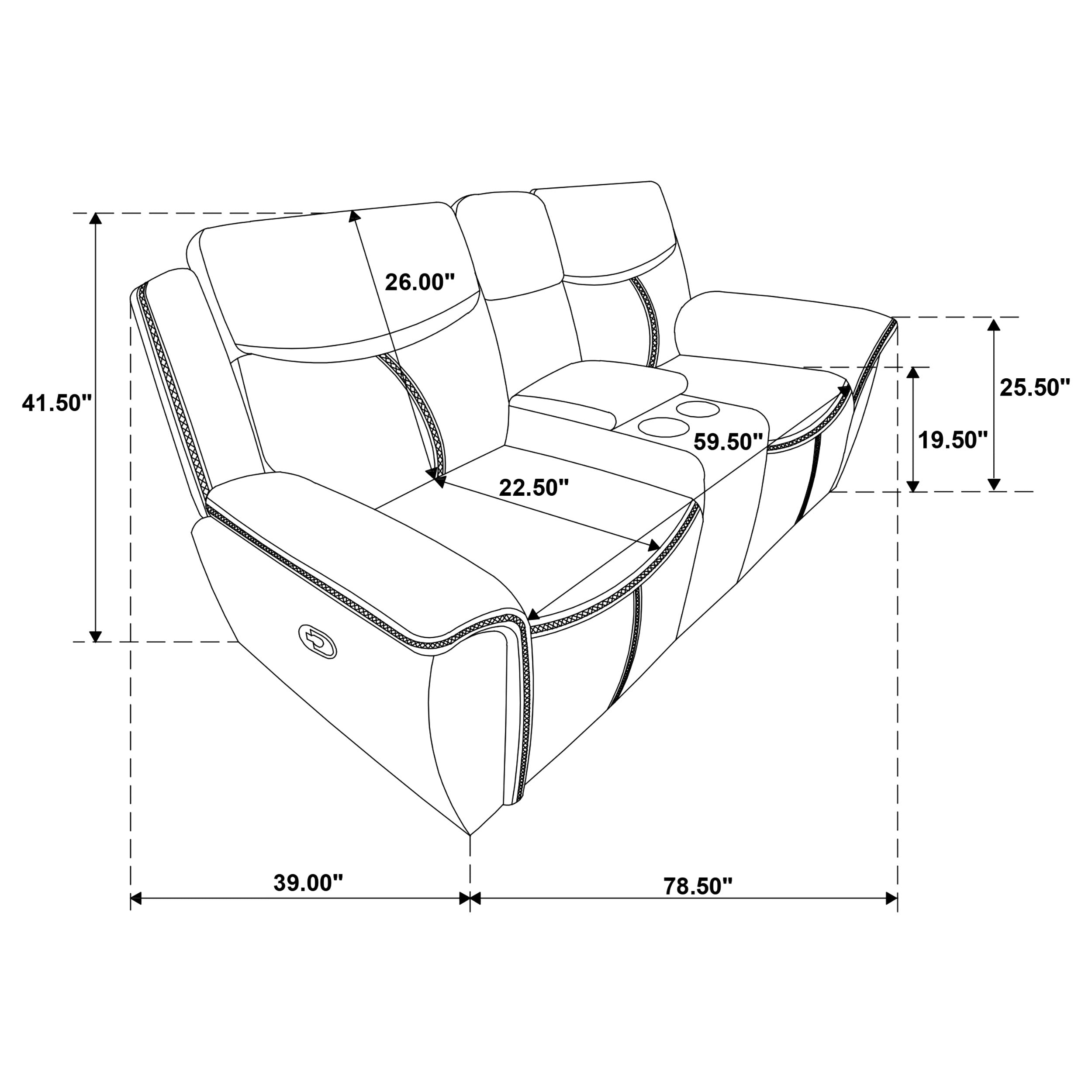 Sloane Upholstered Motion Reclining Loveseat with Console Blue