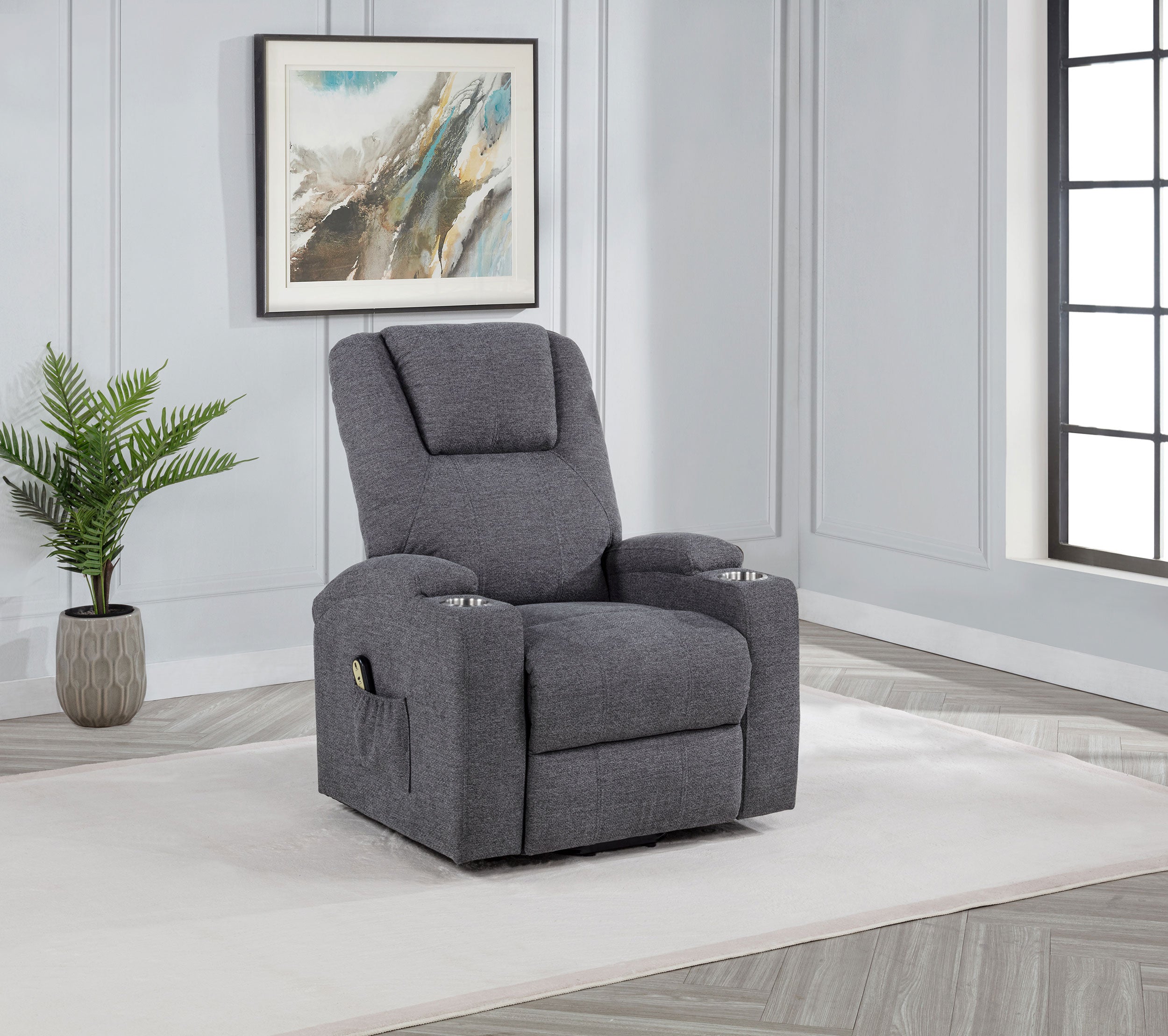 Louie Chenille Upholstered Power Lift Massage Chair