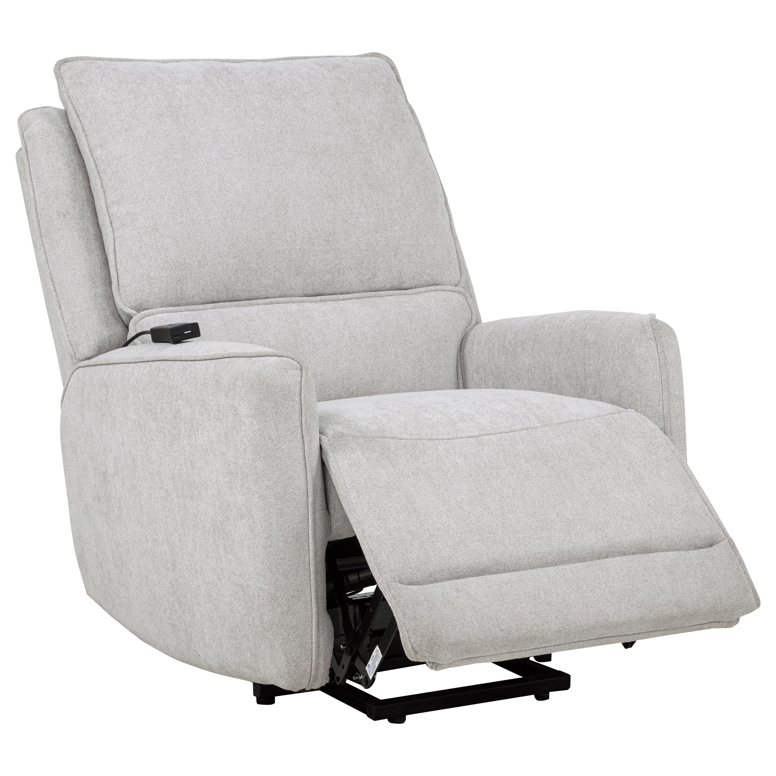 Sylmar Chenille Upholstered Dual Power Lift Recliner Grey