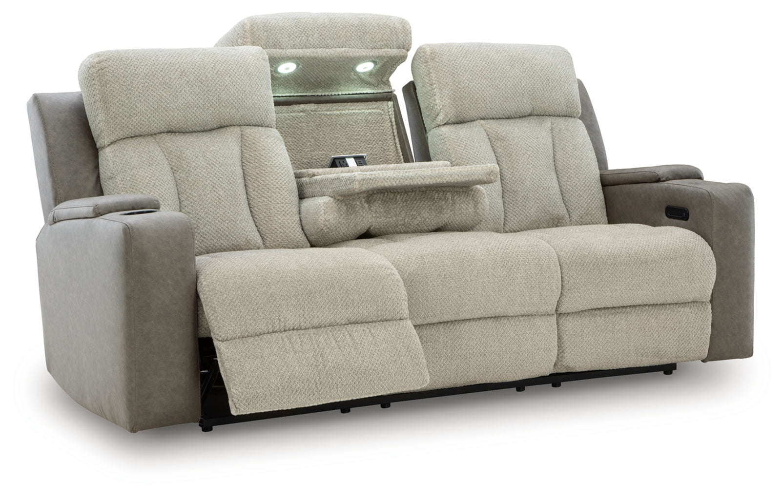 Stately Check Power Reclining Sofa with Adjustable Headrest