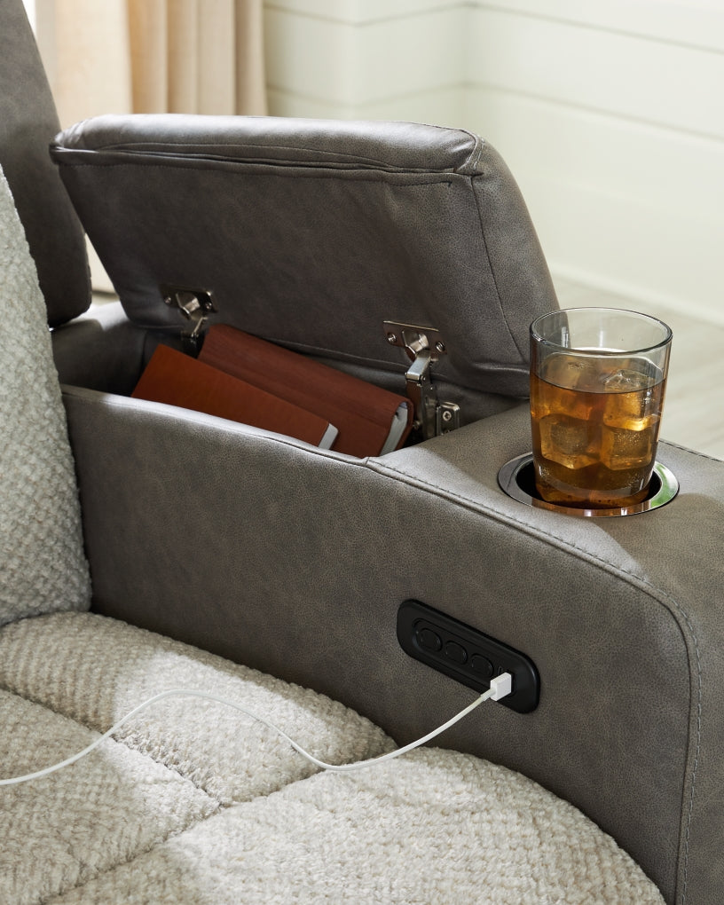 Stately Check Power Reclining Loveseat/Console/Adjustable Headrest