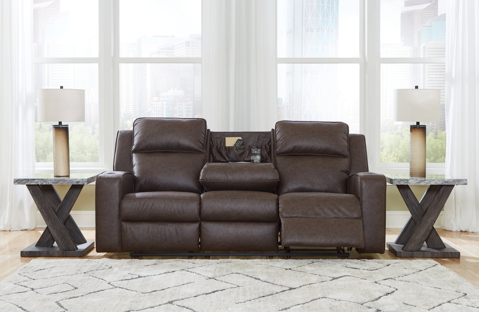 Lavenhorne Reclining Sofa w/Drop Down Table