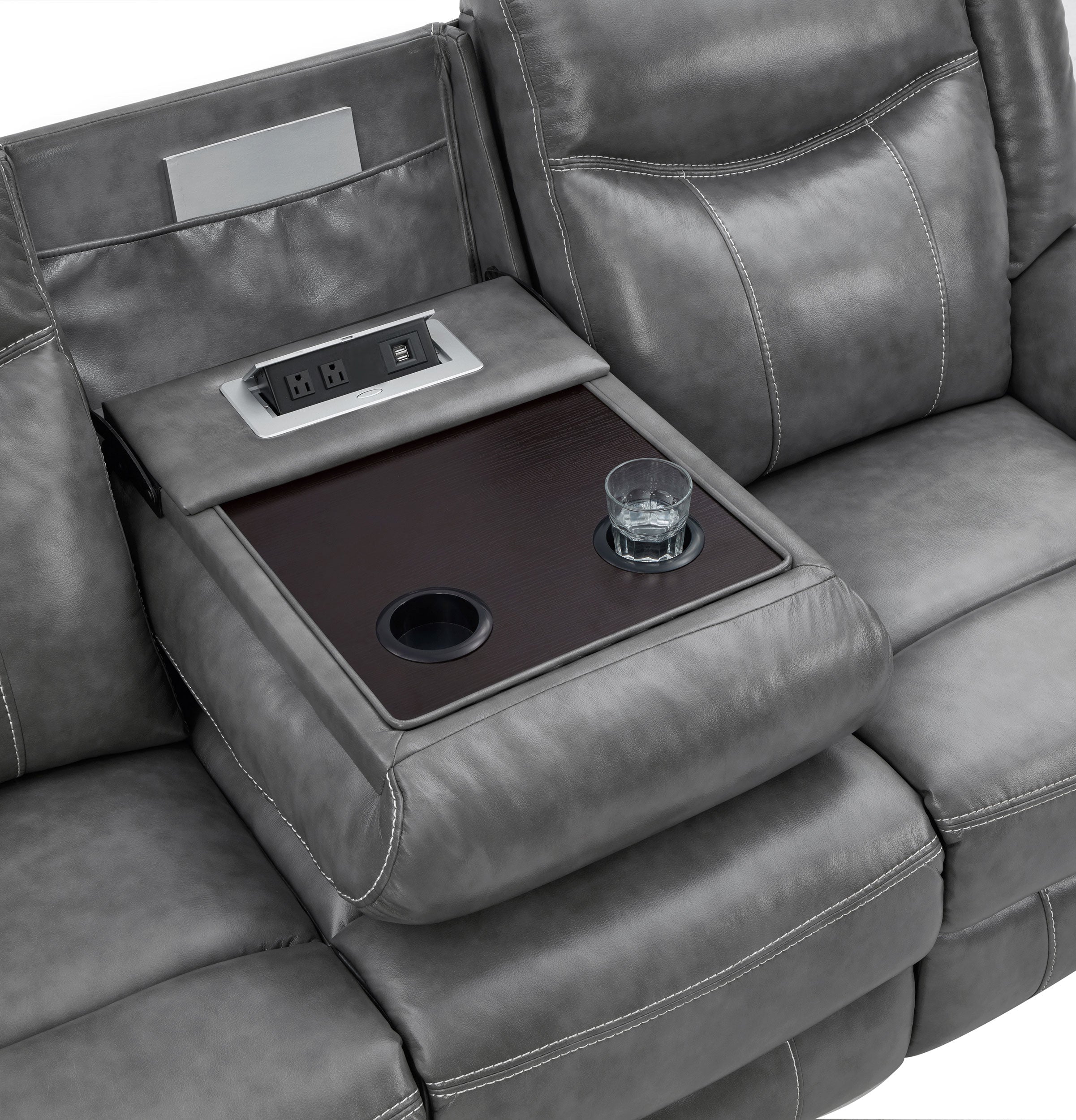Conrad Upholstered Padded Arm Motion Sofa Set Grey