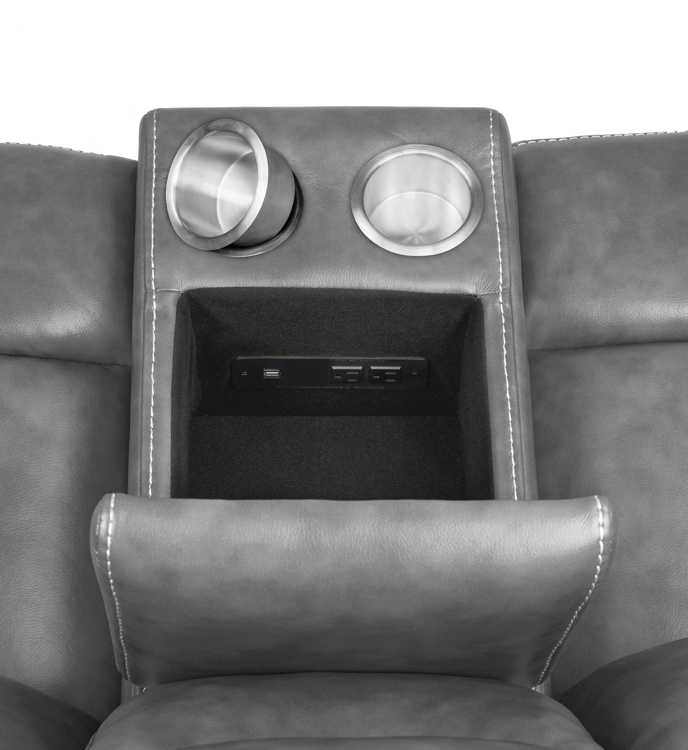 Conrad Upholstered Padded Arm Motion Sofa Set Grey