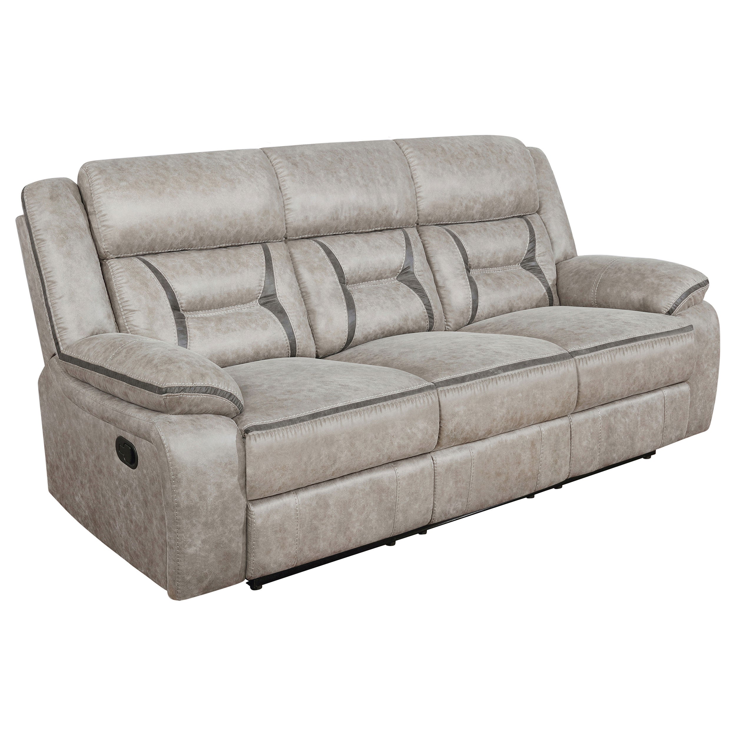 Greer Upholstered Motion Reclining Sofa Brown