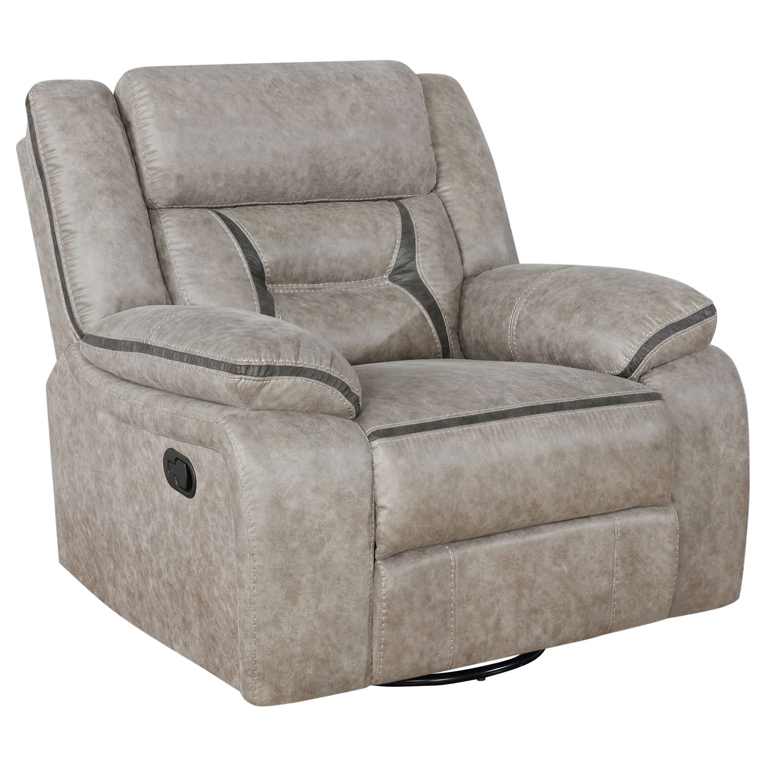 Greer Upholstered Swivel Glider Recliner Chair Brown