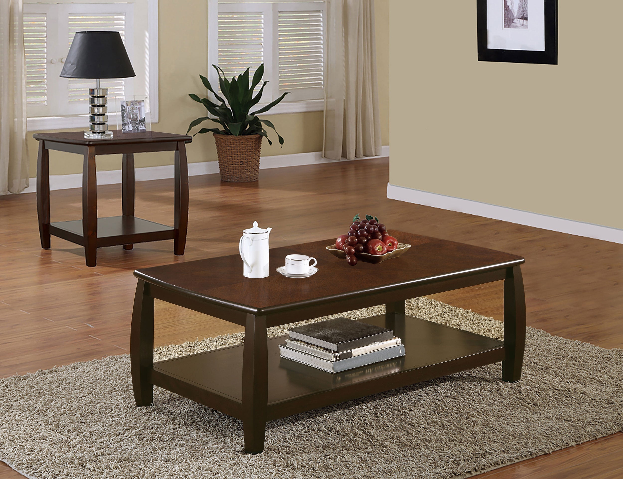 Dixon  Rectangular Wood Coffee Table Set Espresso