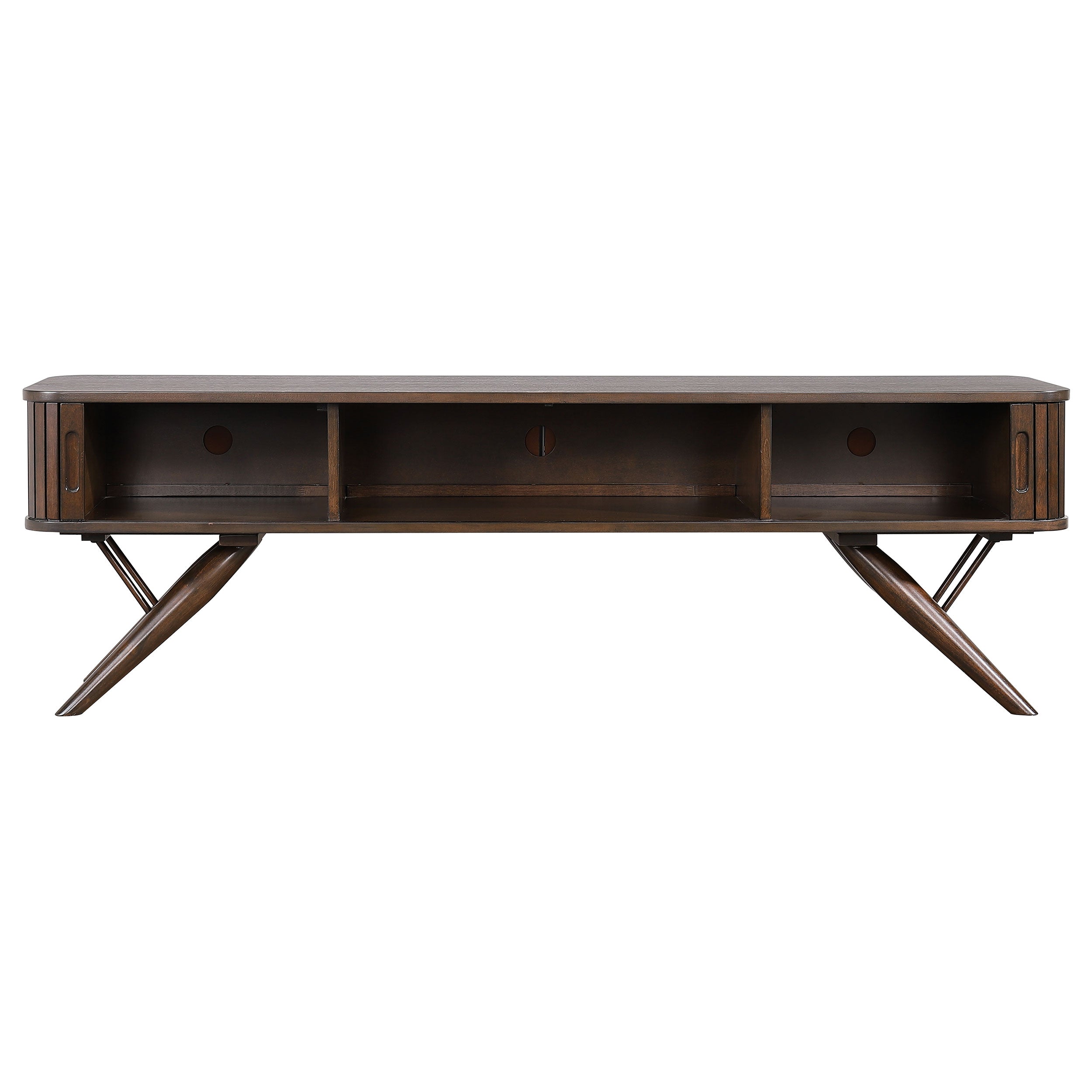 Valna Rectangular 71" TV Stand with Sliding Doors Walnut