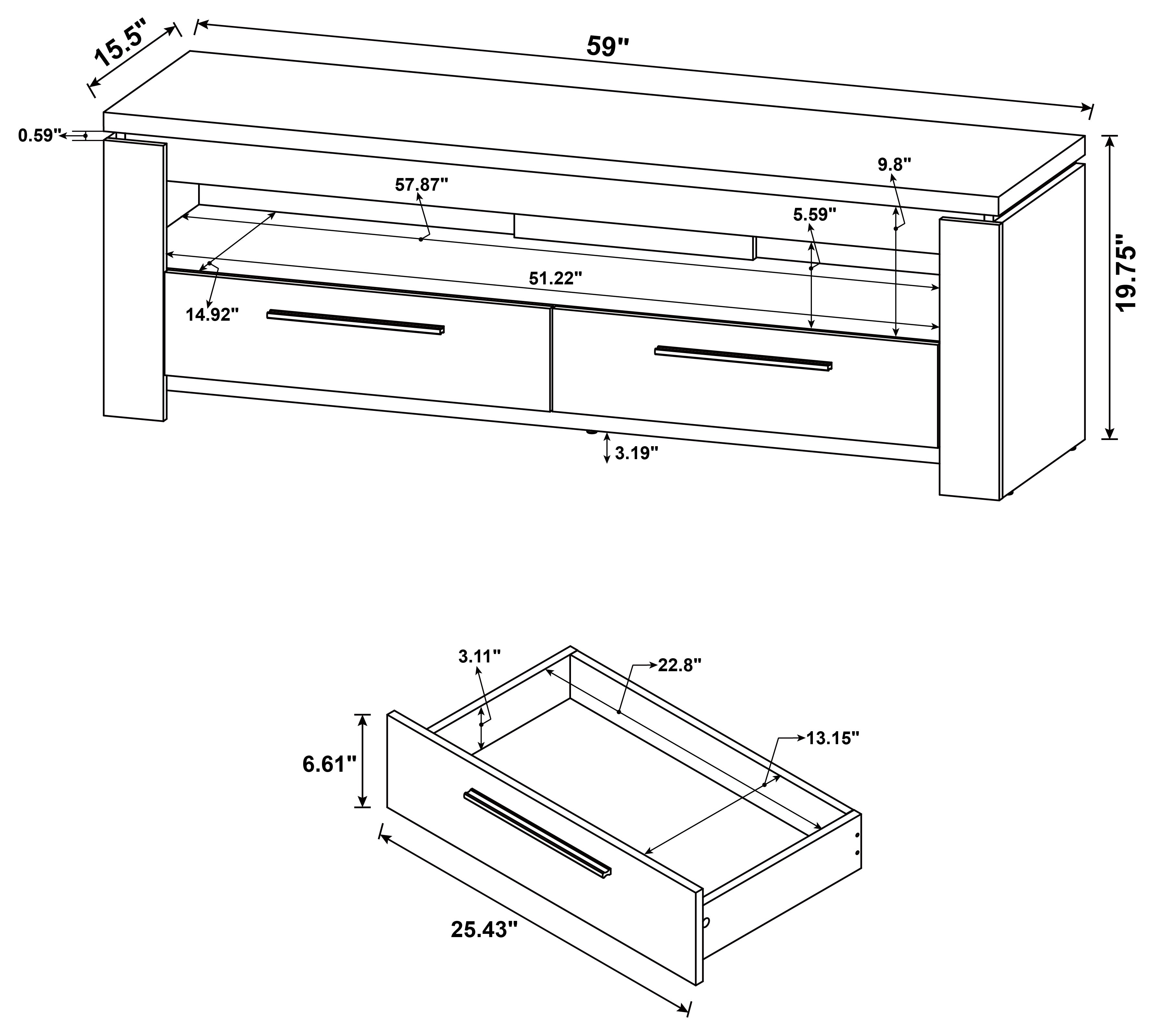 Elkton 2-drawer TV Console Weathered Grey