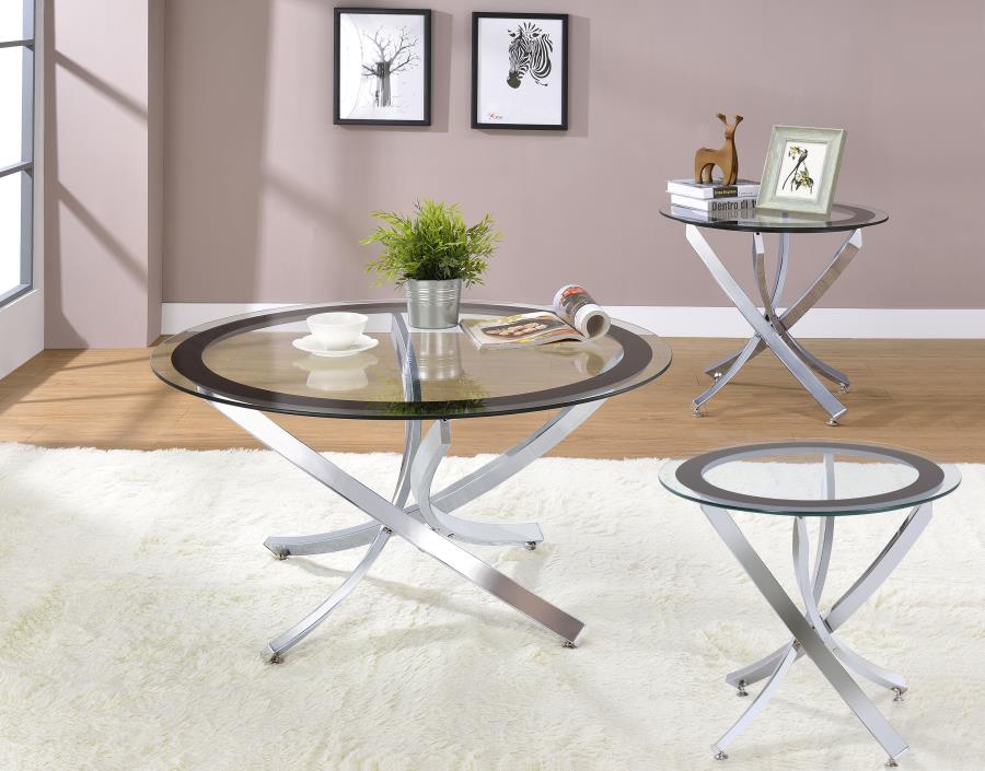 Brooke Round Coffee and End Table Set Brass