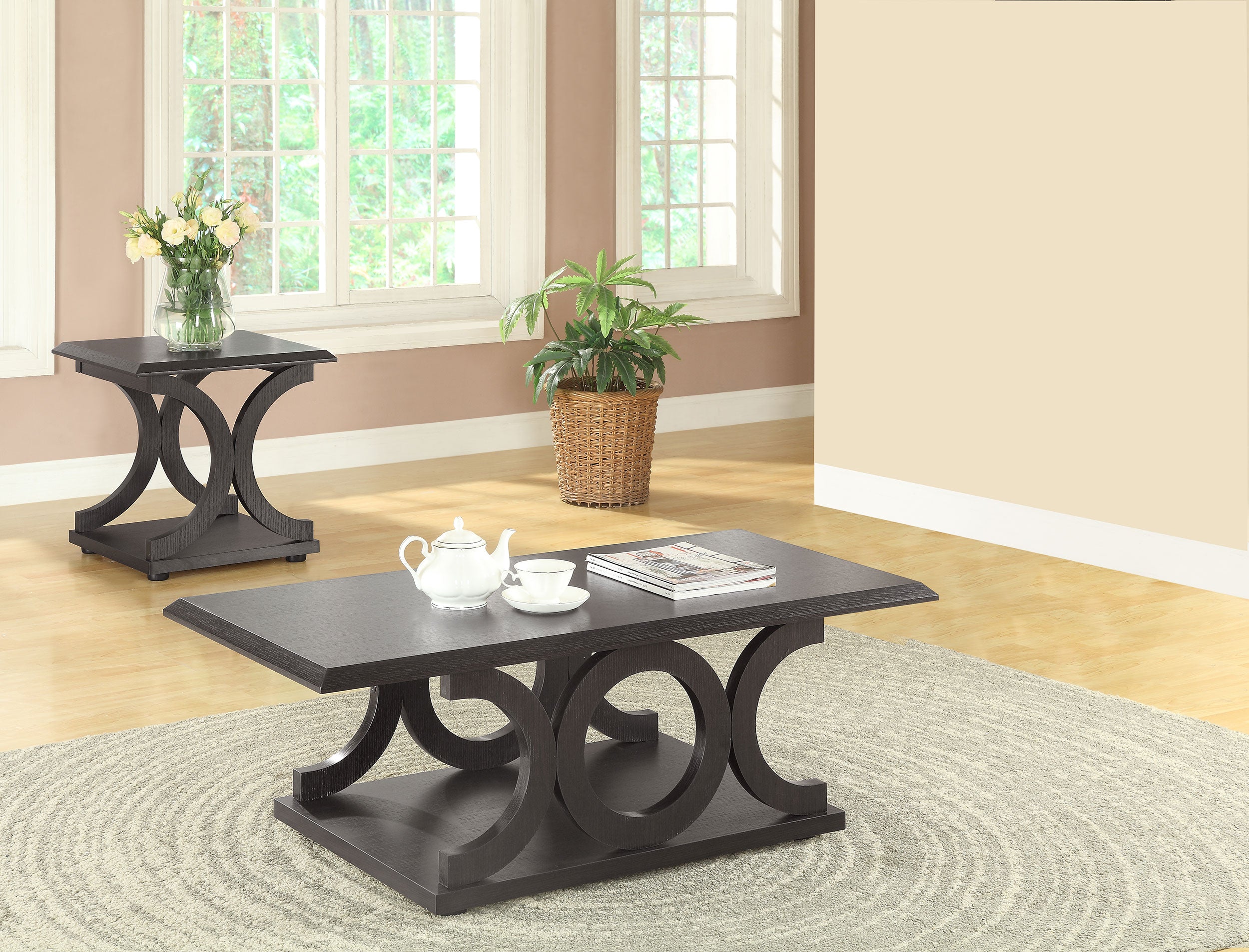 Shelly Coffee and End Table Set Cappuccino